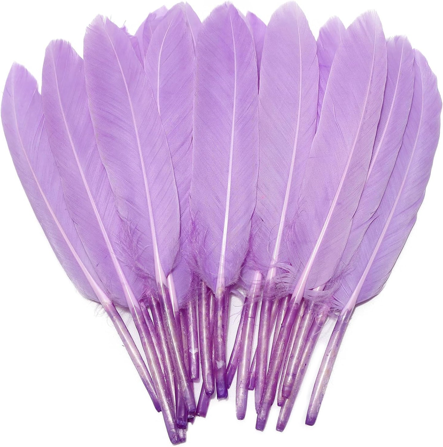FeelfunFeather 120pcs Light Purple Goose Cochettes Feather Natural Bulk 4-6 inch 10-15cm for Wedding Party Christmas Decorations DIY Crafts Goose Cochettes Feather