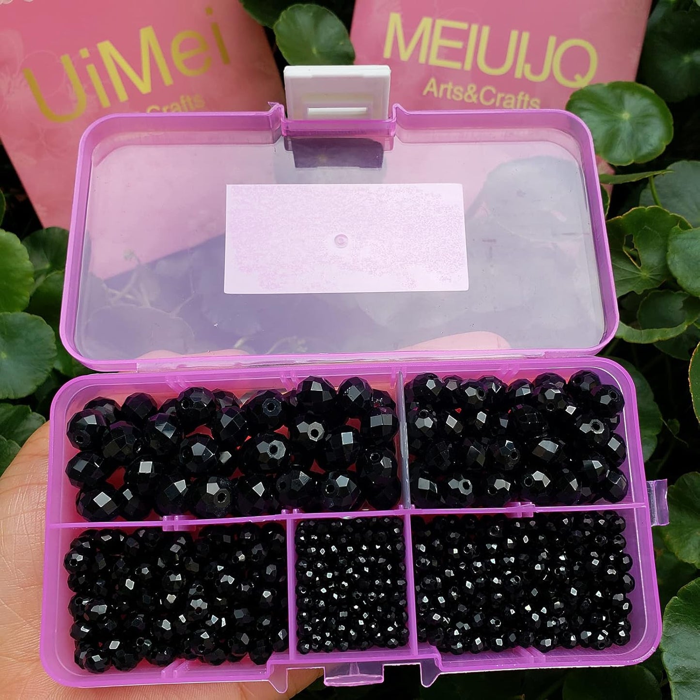 2-10mm Briolette Rondelle 810pcs Black Crystal Glass Beads Faceted Shape Crystal Spacer Beads for Bracelet Necklace Decorative Hand Jewelry Making (2/4/6/8/10mm Black)