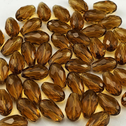 200pcs 3x5mm Teardrop Crystal Glass Beads for Jewelry Making, Faceted Vertical Hole Teardrop Glass Spacer Beads for Wind Chimes Bracelet Earring Necklace DIY Craft(Amber)