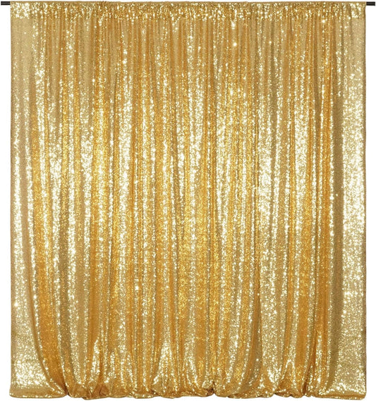 Poise3EHome Gold Sequin Backdrop,8FT x 8FT Sequin Photography Backdrop Curtain for Party Decoration