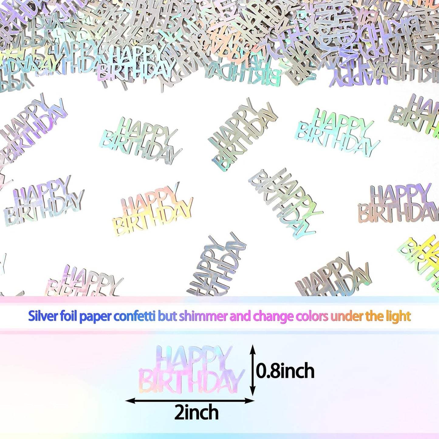 Birthday Confetti Happy Birthday Party Table Decorations Rainbow Silver Paper Table Scatters for Kids/Adult Birthday Anniversary DIY Crafts Party Supplies 100PC