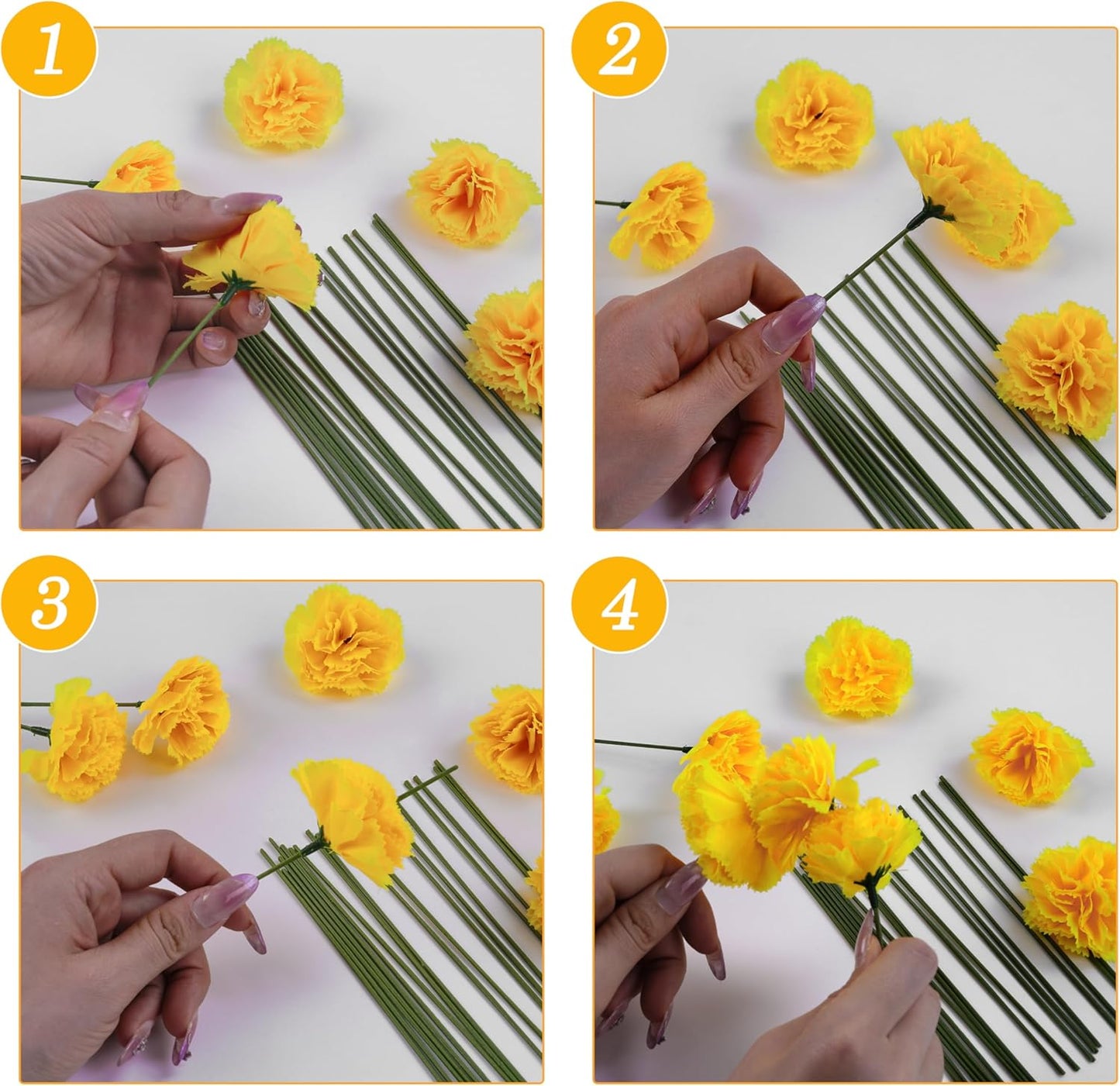 30 Pcs Artificial Marigold Flowers,2" Silk Marigold Flower Heads with Stems,Yellow Flowers Artificial for Diwali Decor,Indian Wedding,Home,DIY Wreath Garland,Day of The Dead Decorations