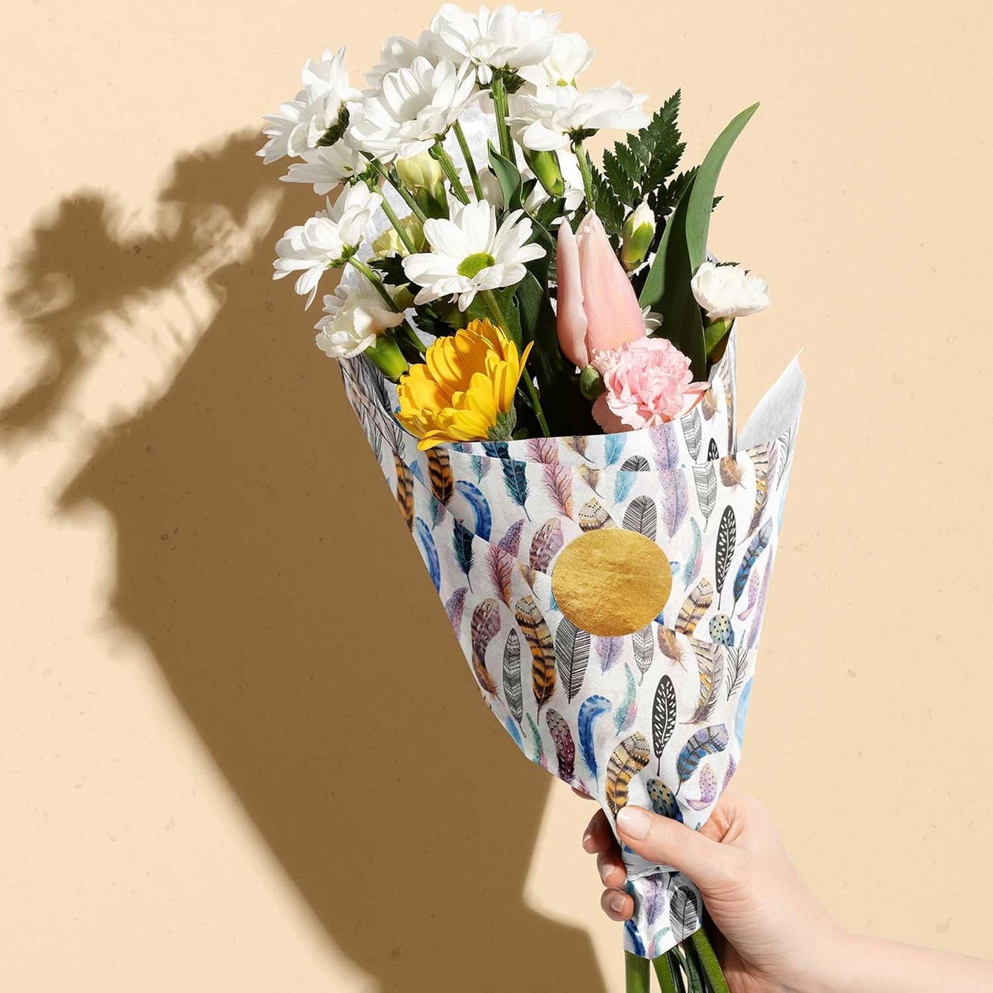 Colors of Rainbow - Feather - 12 Sheets, 20 inch X 29 inch - Italian Print Tissue Paper for Decoupage Gift Basket Gift Bag Party Crafts (Feather)