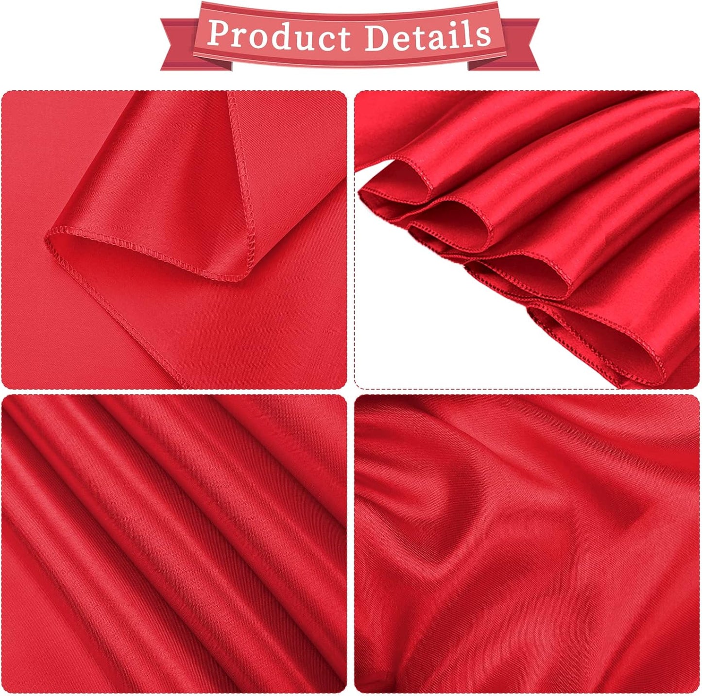 fani 120 PCS Red Satin Chair Sashes Bows Universal Chair Cover for Wedding Reception Restaurant Event Decoration Banquet,Party,Hotel Event Decorations (7 x 108 inch)