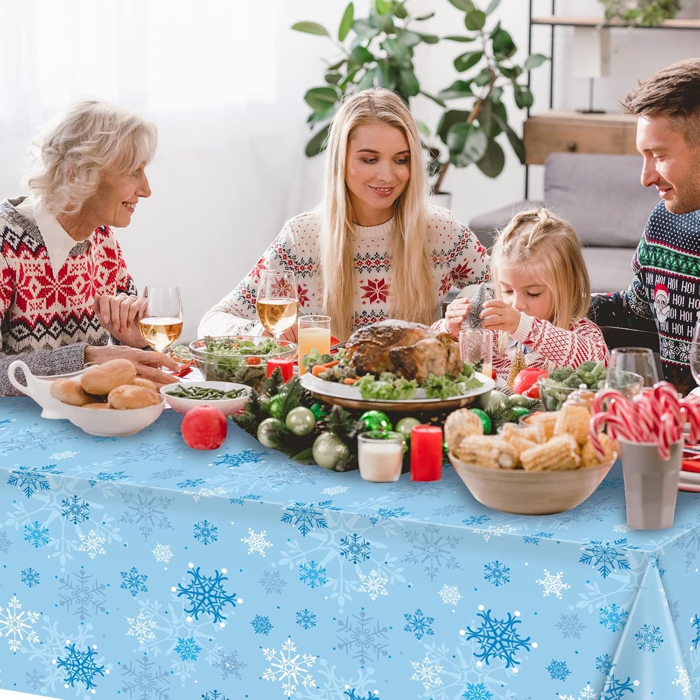 6 Pieces Christmas Snowflake Party Tablecloth Decorations,Plastic Ice Blue and White Winter Wonderland Table Cover for Winter Christmas Birthday Holiday Party Decorations and Supplies,54x108 inch…