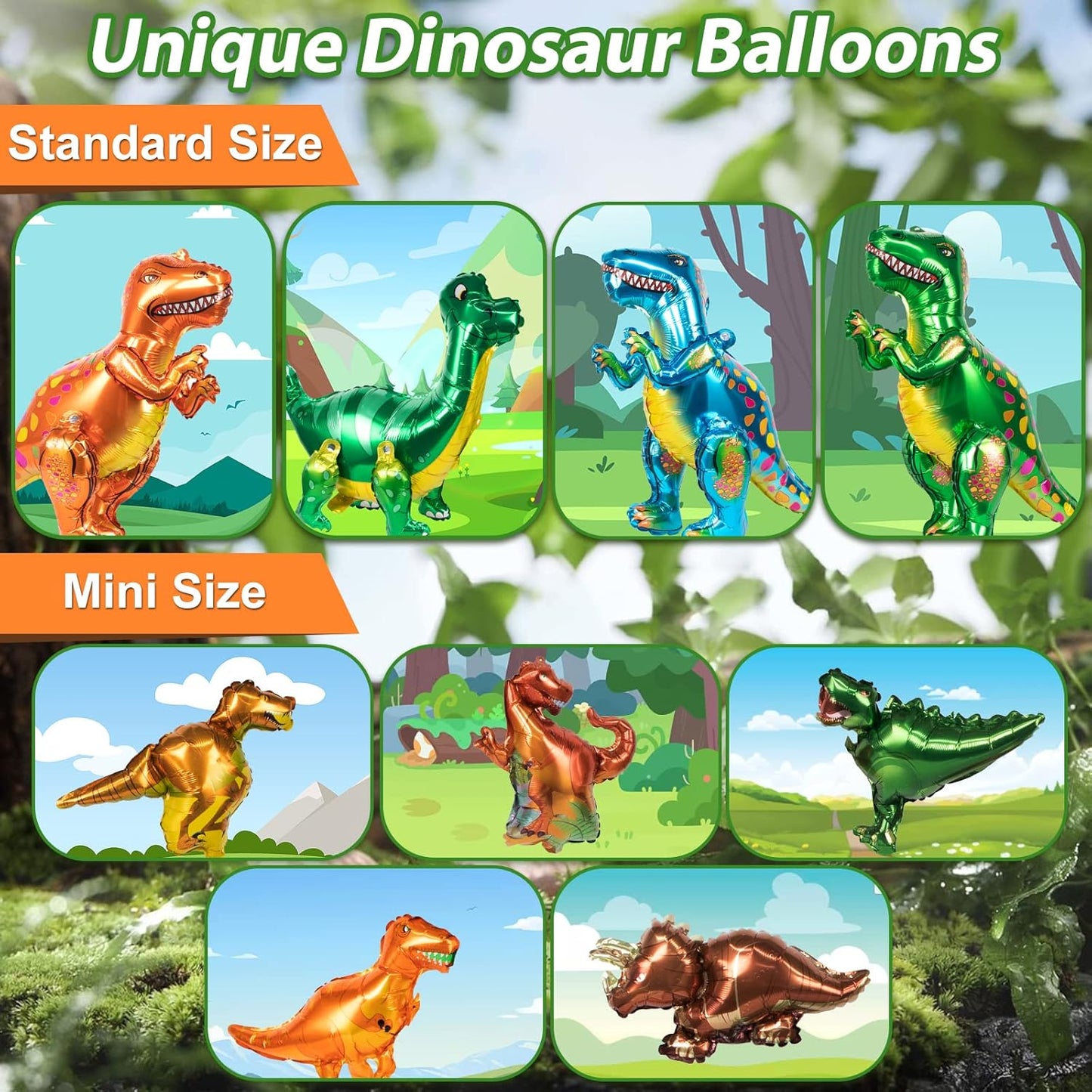 Dinosaur Party Decorations, Dinosaur Birthday Party Supplies for Kids Include Dino Foil Balloons, HAPPY BIRTHDAY Banner, Cake Toppers, Plates, Napkins, Curtains & Customized Tablecloth