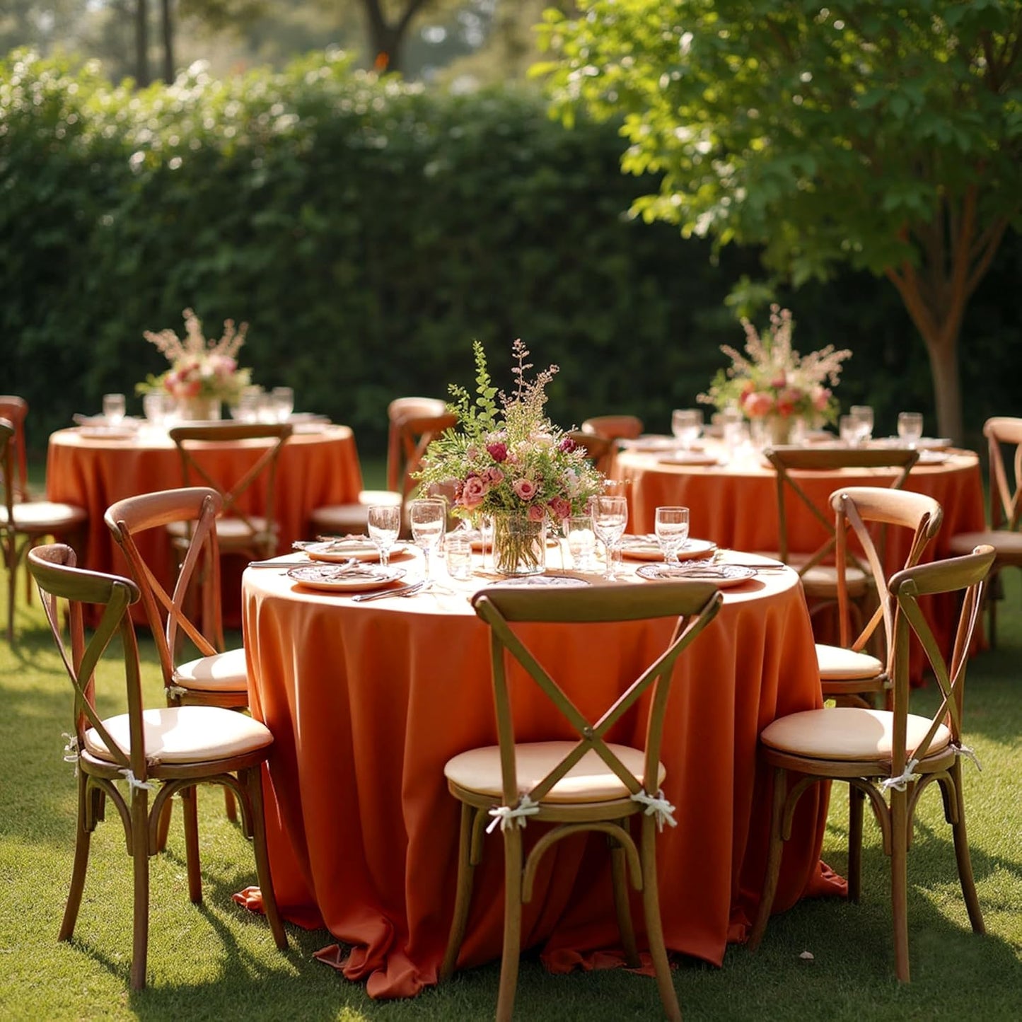 Fitable 6 Pack Rust Round Table Clothes - 90 Inches in Diameter - Stain Resistant and Washable Fall Tablecloths, Polyester Fabric Table Covers for Wedding, Party, Banquet, Gathering