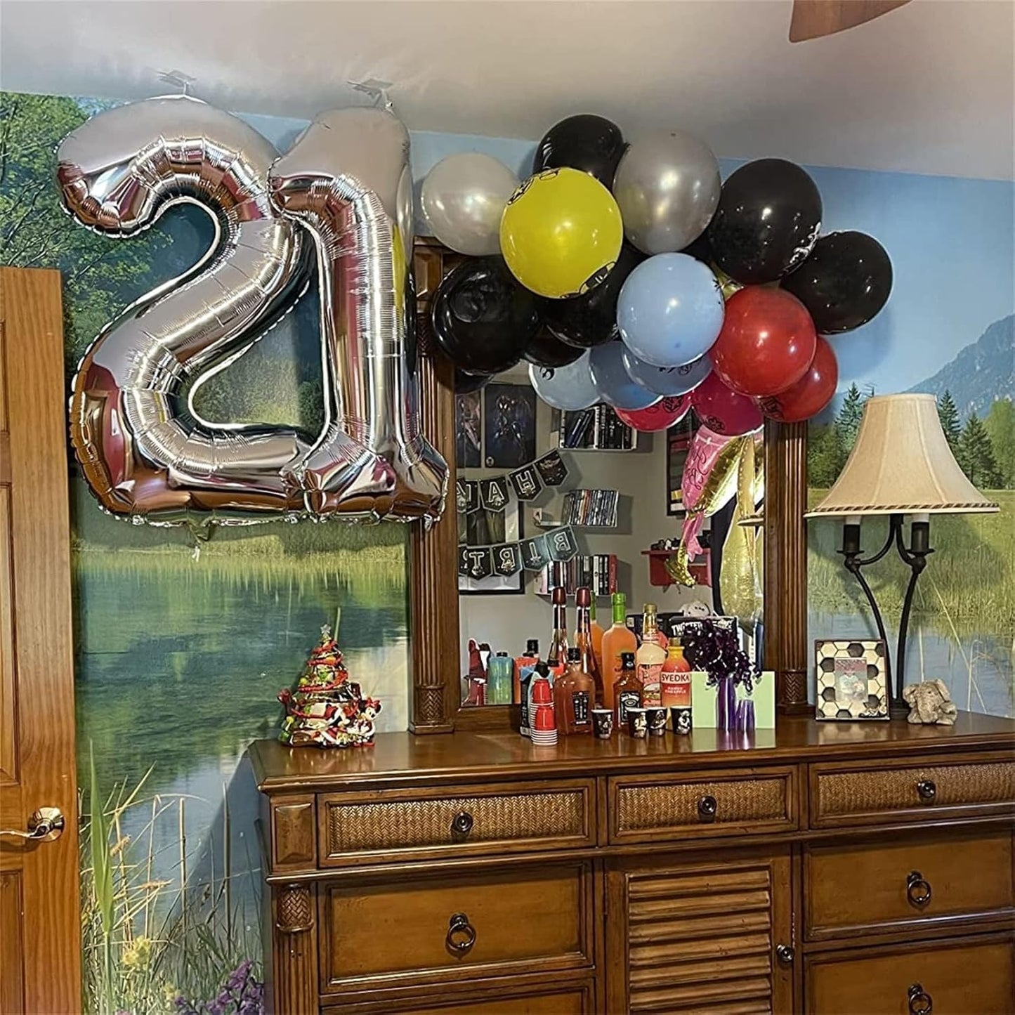 Silver Foil Balloon Number 8 for Boys, 40'' Giant Self Inflating Number Balloons Set 0-9 for Girls, Large Number 8 Helium Balloon for Women Men 8th Birthday Anniversary Party Decorations Supplies