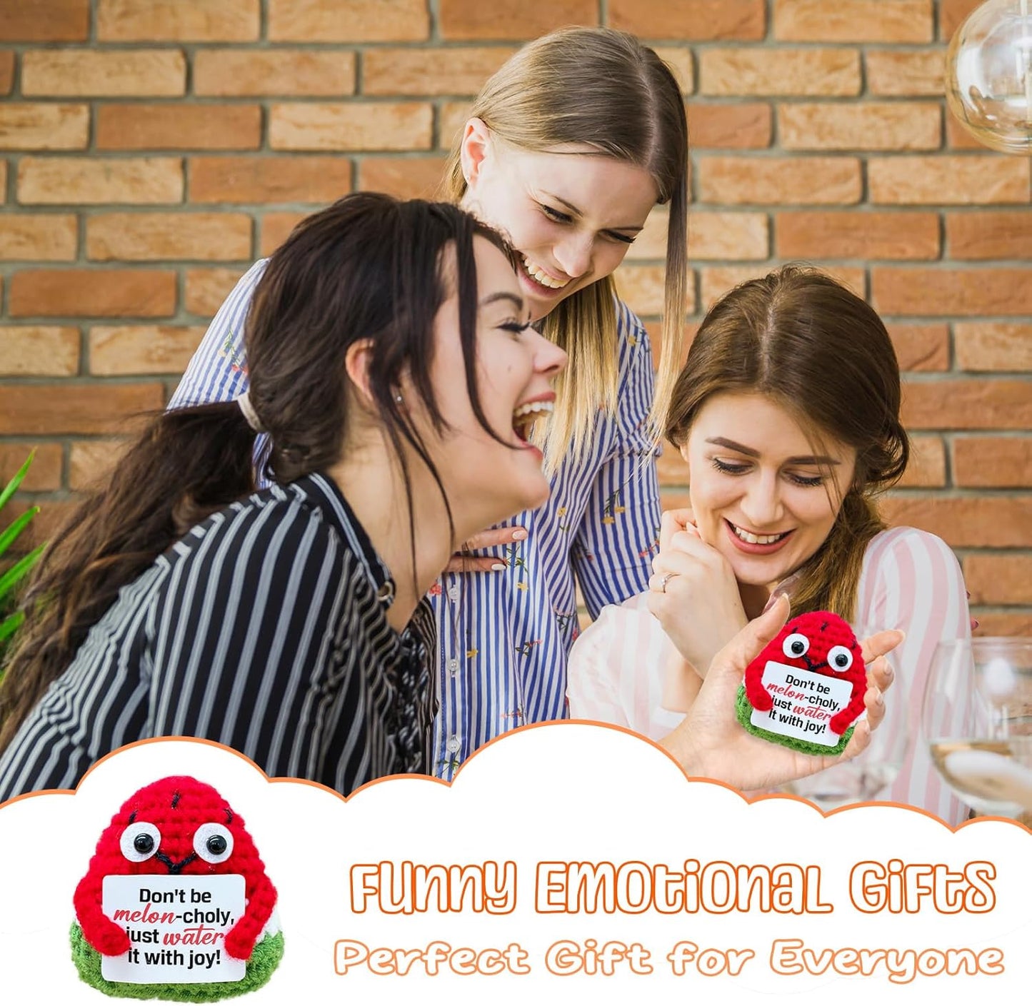 Emotional Support Crochet Watermelon,Lovely Gift for Friends,Mom,Dad,Grandpa,Grandma,Colleagues,Classmates,Graduation Gift,Home Office Decoration