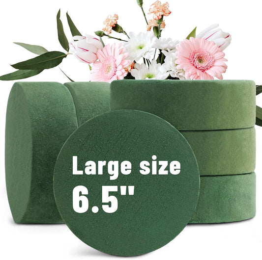 Max Shape 6 Packs Round Floral Foam Blocks，6.5'' Large Dry Floral Foam for Artificial Flowers,Flower Foam Blocks for Wedding Aisle Flowers Party Decoration