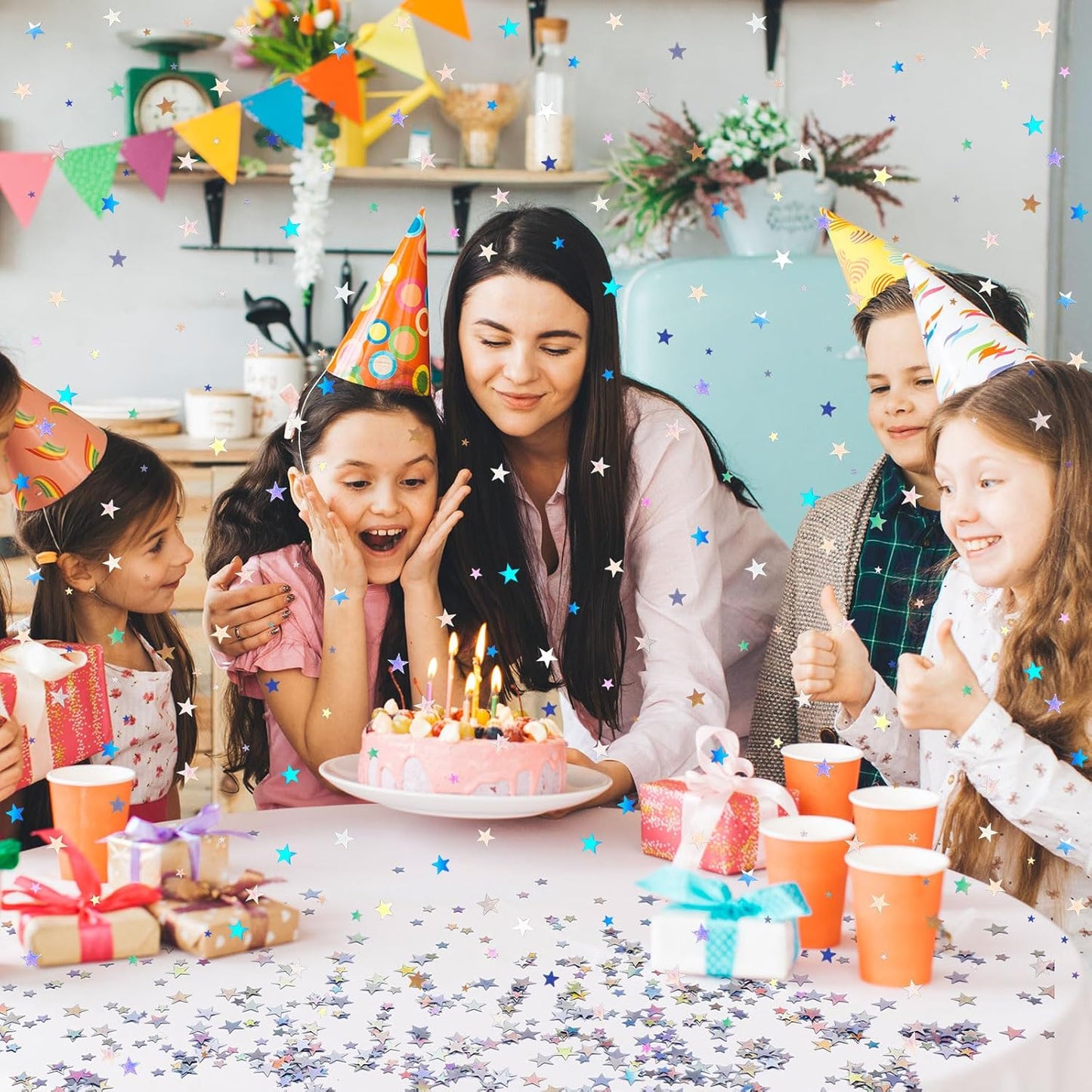 MARFOREVER Holographic Star Confetti, Glitter Star Confetti Birthday Star Scatter Table Iridescent Sequins Sprinkles Metallic Foil for Shower Wedding Christmas Party Decorations