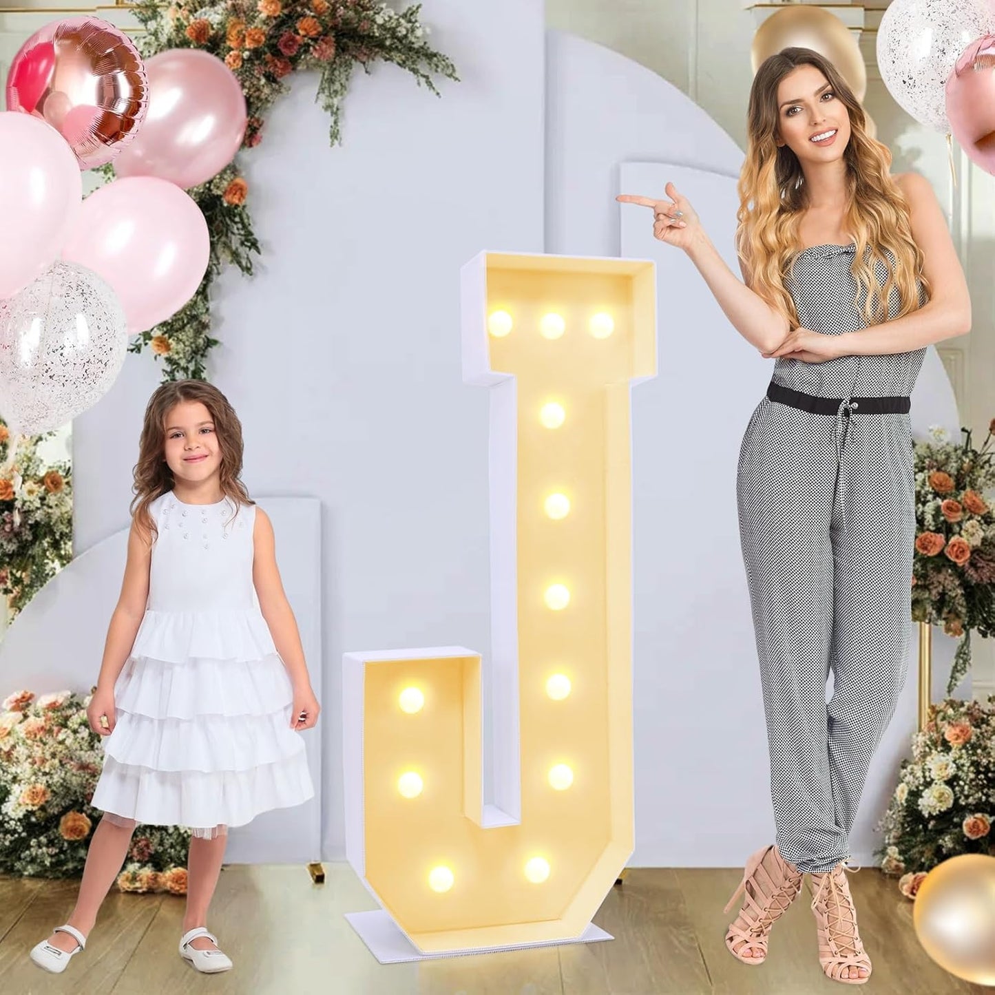 4ft Marquee for Letters J, Large Light up Letters, Multifunctional Large Marquee for Letters 4 Feet Tall for Party Decorations, Letter Balloons, Wedding Decor, Proposal Decorations (Letters J)