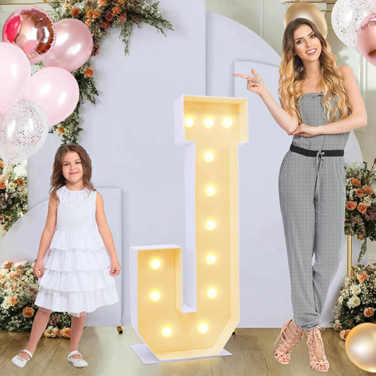 4ft Marquee for Letters J, Large Light up Letters, Multifunctional Large Marquee for Letters 4 Feet Tall for Party Decorations, Letter Balloons, Wedding Decor, Proposal Decorations (Letters J)