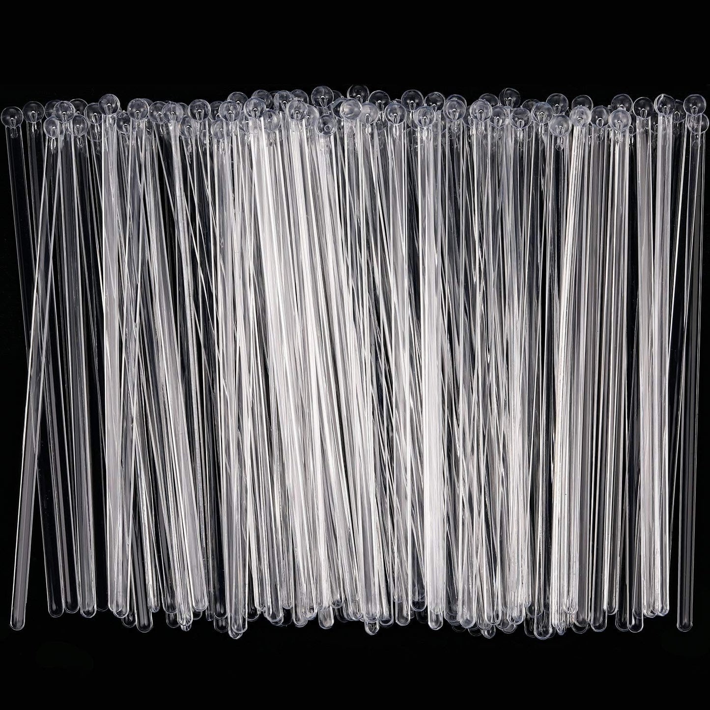 100 Pieces Swizzle Sticks Ball Head Stirrer Disposable Plastic Round Top Crystal Bar Swizzle Sticks Cocktail Coffee Drink Stirrers for Party Wedding Supplies