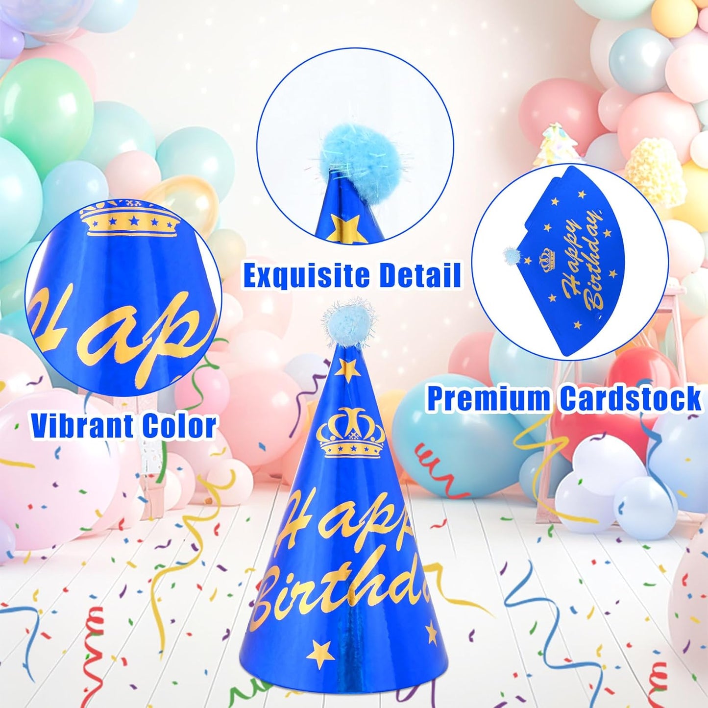 CANREVEL Party Hats for Kids and Adults, Party Headwear, Happy Birthday Hats, Birthday Party Decorations