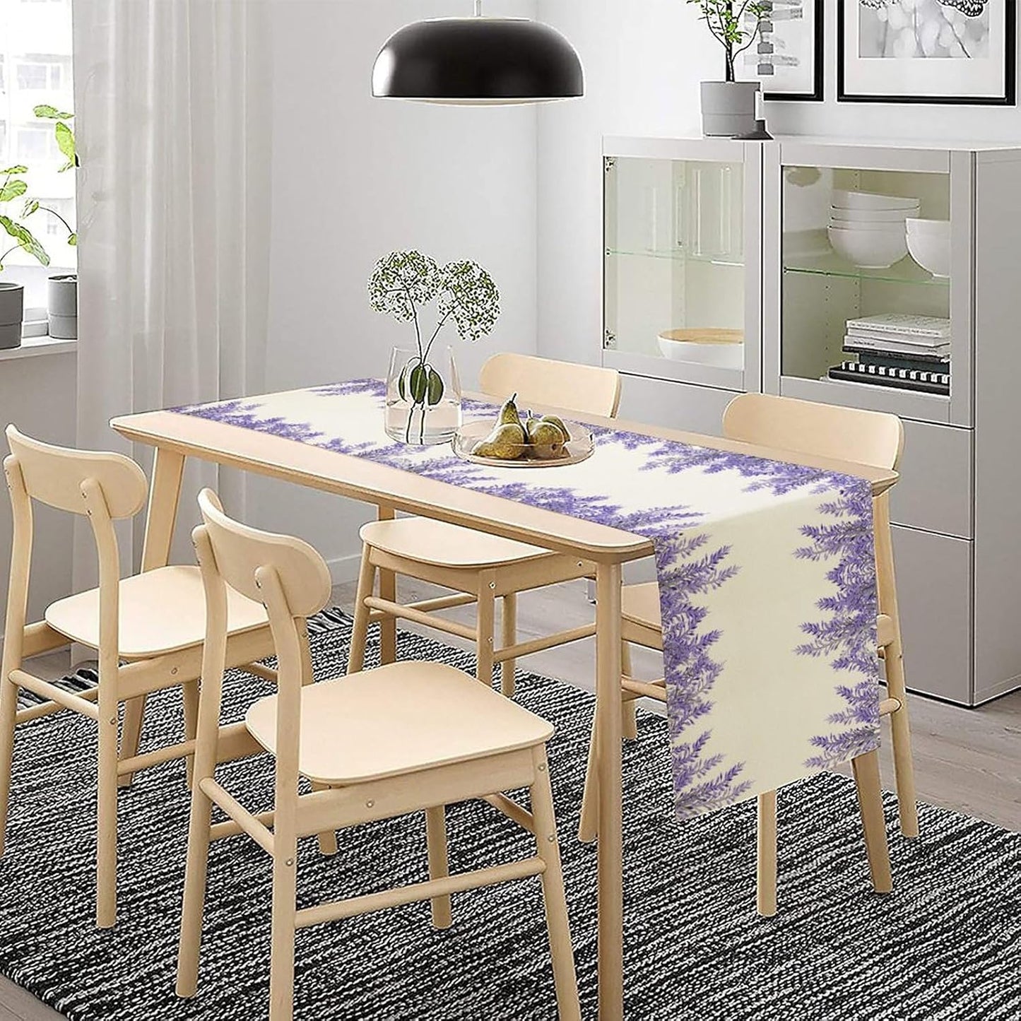 Purple Lavender Table Runner Vintage Watercolor Modern Kitchen Restaurant Decoration Suitable for Indoor and Outdoor Wedding Party Banquet Table Runner 13x36 Inch