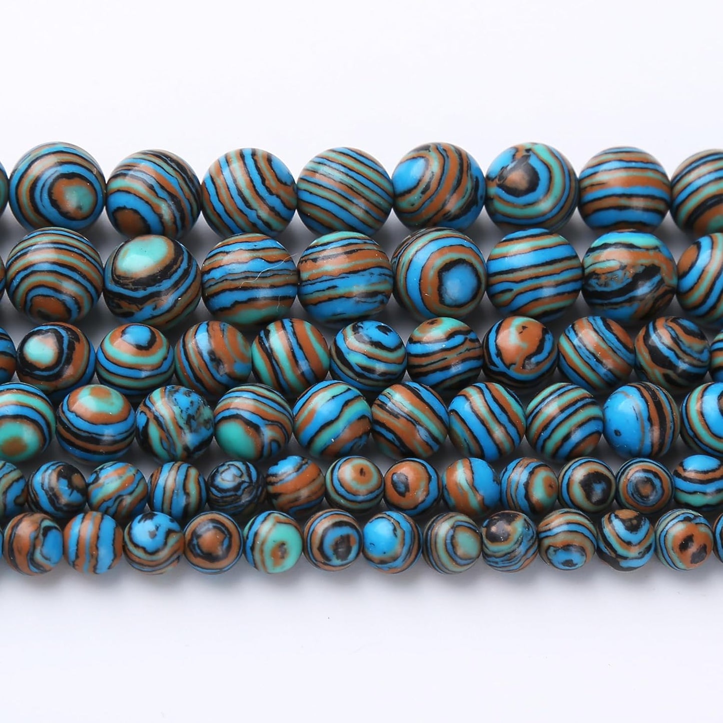 Blue Peacock Turquoise Stone Beads Gemstone Round Crystal Energy Jade Beads Stone Beads for Jewelry Making DIY Bracelet Necklace Jewelry Making 1 Strand 15.5inch 60PCS 6MM