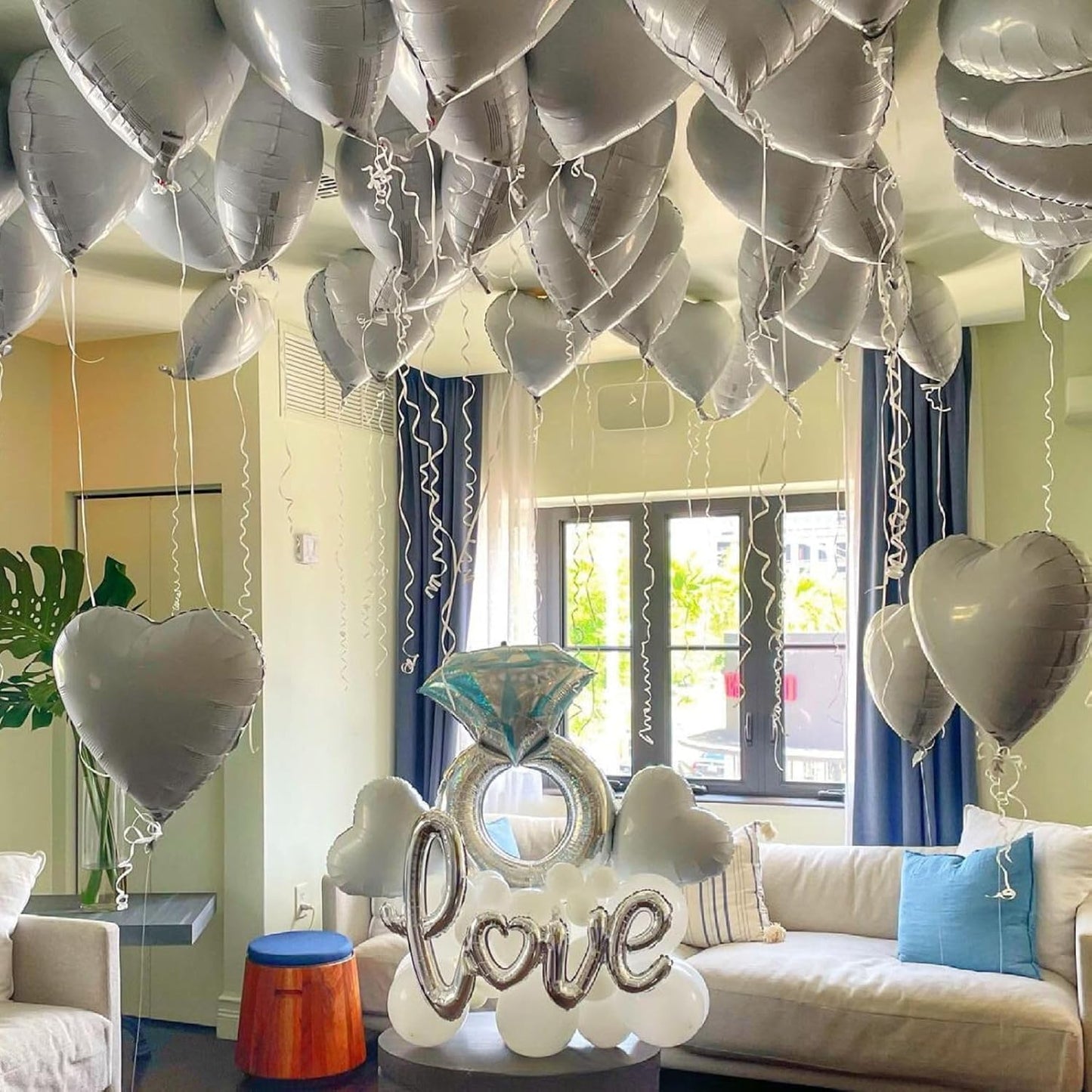 12 Pcs Heart Balloons, 18 inch White Heart Shaped Balloons, Big Foil Helium Balloon, Love Foil Balloon for Wedding Baby Shower Anniversary Backdrop Valentine Party Decorations