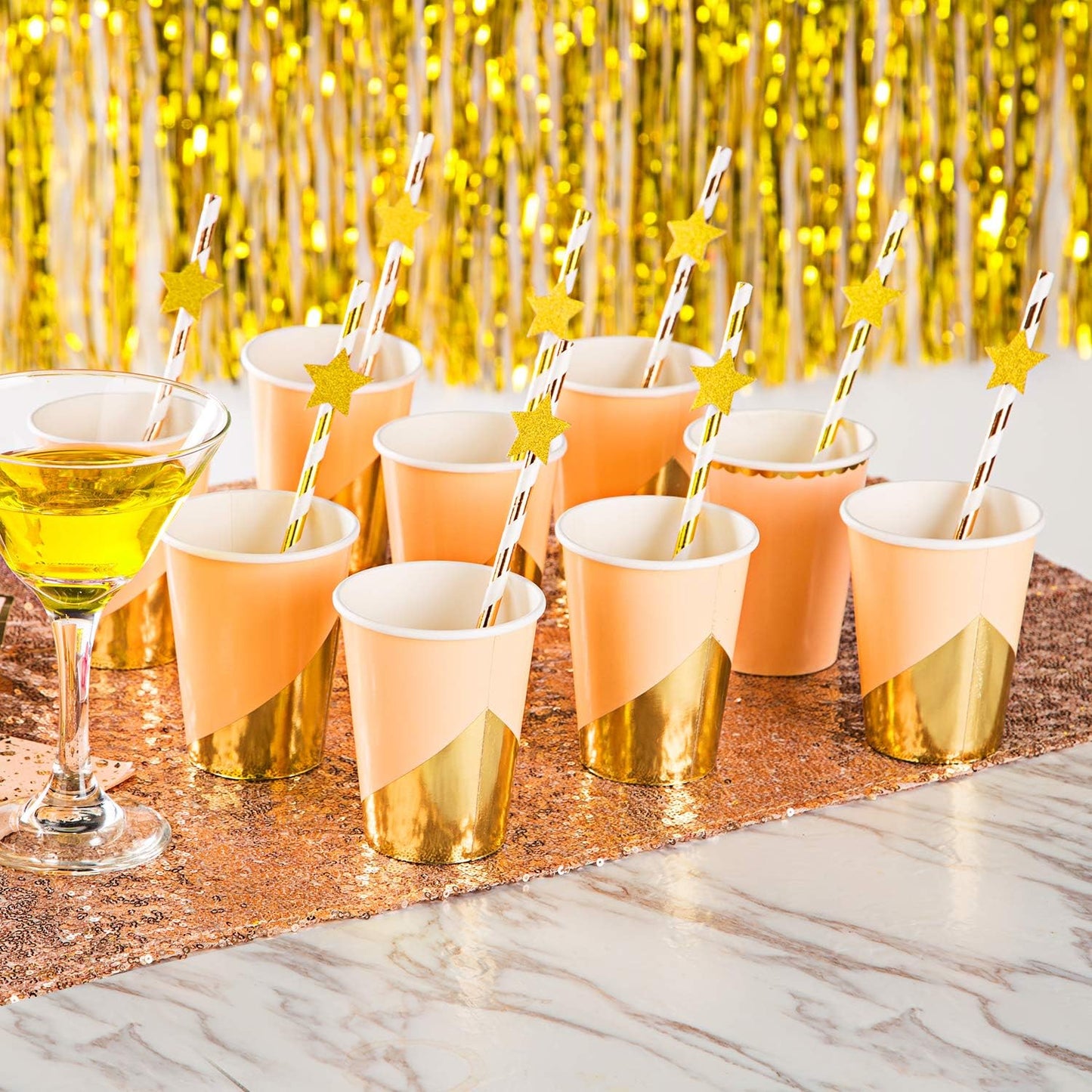 MOWO Glitter Five Stars Confetti Wedding Party Decor and Table Decor, 1.2’’ in Diameter (Glitter Gold,200pc)