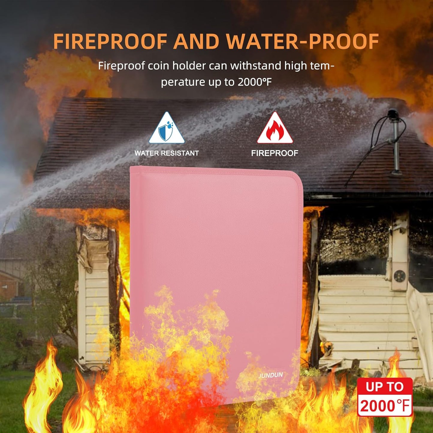 Coin Collection Book Holder for Collectors, 300 Pockets Fireproof Coins Collecting Album & 36 Sleeves Money Storage Case for Coin Currency Collection Supplies, Bill, Pennies, Quarters, Stamp,Pink