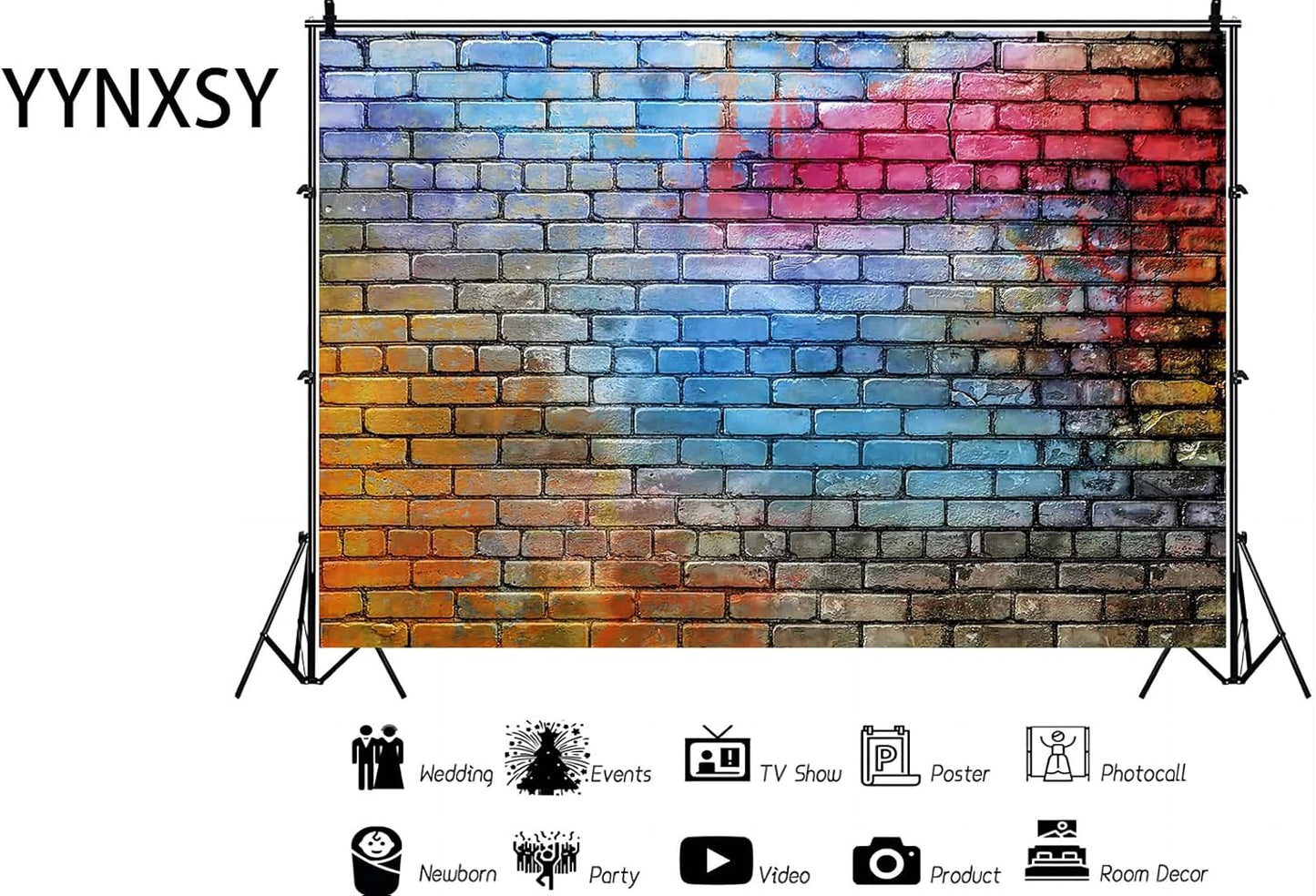 YYNXSY Colorful Brick Wall Photo Backdrop Retro Theme Stone Brick Wall Background Brick Design Microfiber Background Brick Decoration Brick Party Decoration Photo Background 7X5FT YY-24