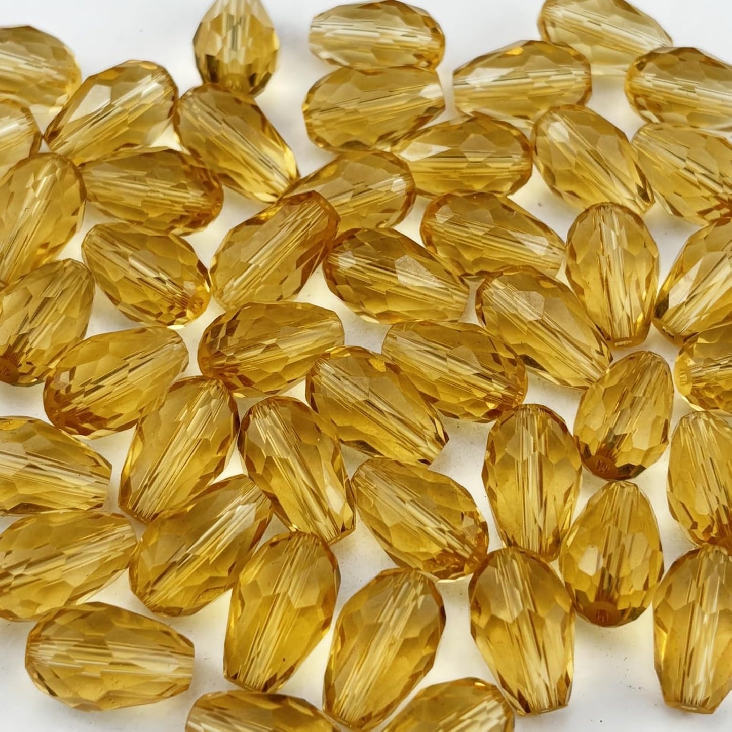 200pcs 3x5mm Teardrop Crystal Glass Beads for Jewelry Making, Faceted Vertical Hole Teardrop Glass Spacer Beads for Wind Chimes Bracelet Earring Necklace DIY Craft(Gold Champagne)