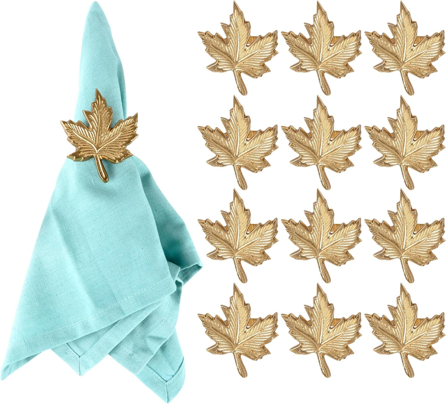 Napkin Rings, Shiny Metal Napkin Rings - Set of 12 Aluminum Alloy for Sophisticated Table Decor, Home & Dining, Wedding, Party, Restaurant, Anniversary (Gold) - ALPHA Living HOME