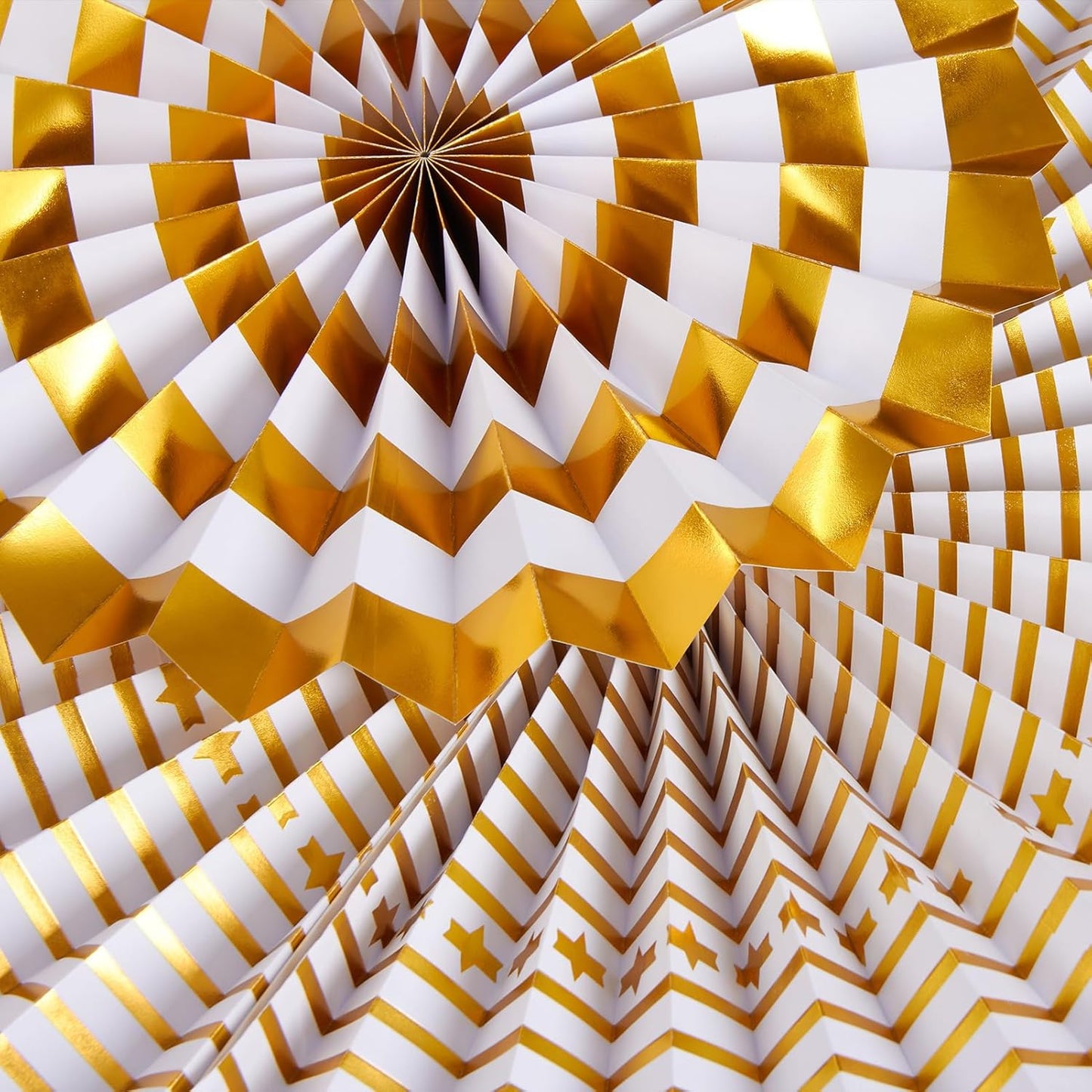 SUNBEAUTY Gold Black Paper Fans Backdrop for Tea Party Weddding Spring Birthday Classroom Baby Shower Halloween Decoration Hanging Home Party - 8Pcs