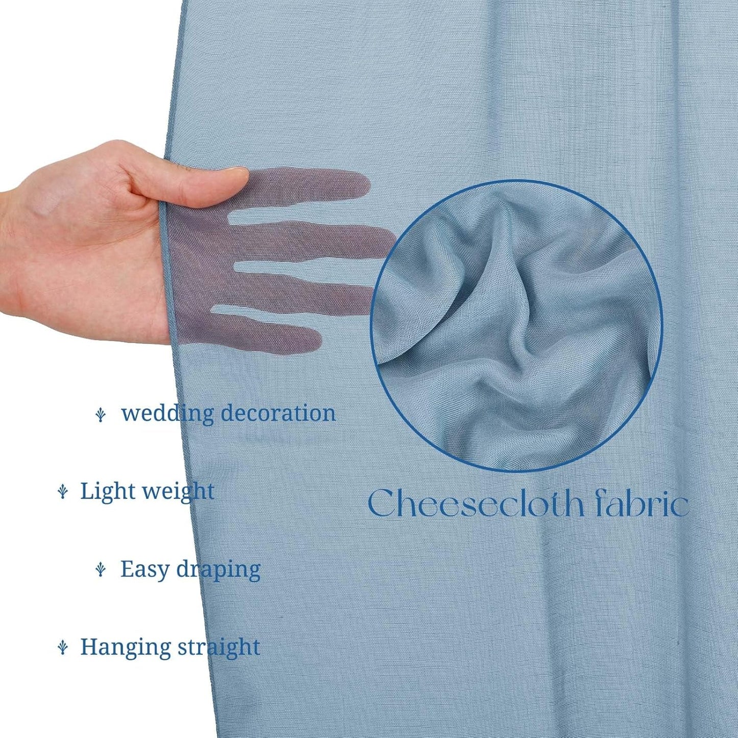 6 Panels Dusty Blue Ceiling Drapes for Wedding, 5ftx40ft Ceiling Drapes Cheesecloth Sheer Fabric Curtain Wedding Arch Draping Fabric Romantic Ceilings Decorations for Weddings Party Ceremony Stage