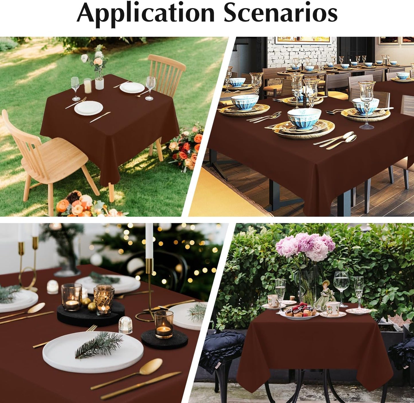 2 Pack Small Square Table Cloth 36X36 Inch Chocolate Washable Fabric Tablecloth Polyester Solid Table Cover for Night Stand End Table Side Table Outdoor Indoor