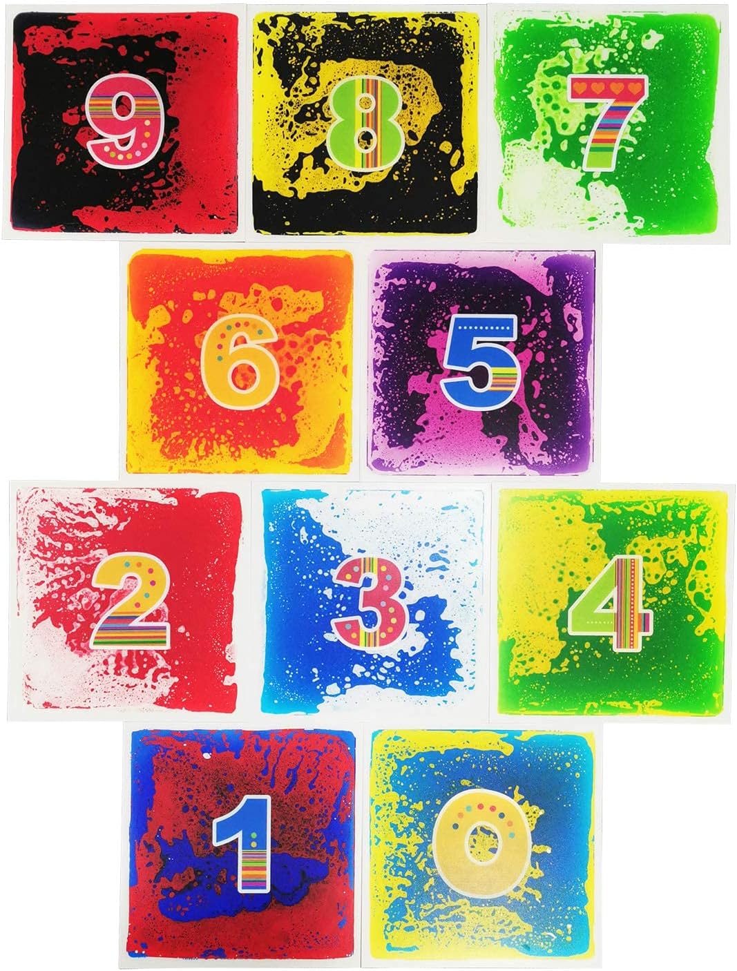 Art3d 10-Tile Sensory Room Tiles Multi-Color Liquid Encased Floor Playmat Kids Play Floor Tiles, 19.7" Large Tile 27 Sq.Ft