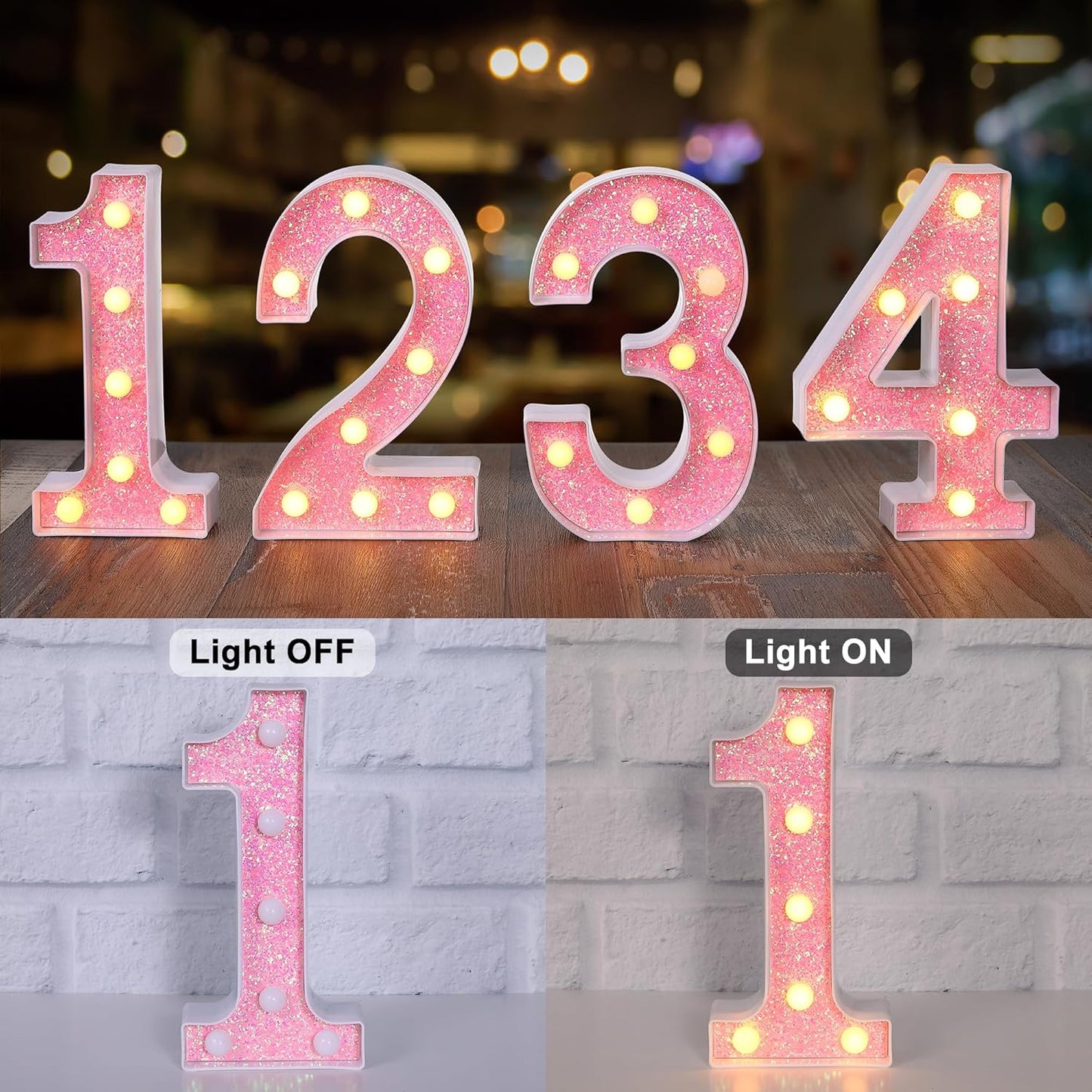 Foaky Pink Light up Letters，Pink Party Decorations,Girls Room Decor,Glitter Marquee Numbers,Alphabet Letter Sign for Night Light Birthday Party Girls Gifts, Home Bar Decoration (5)