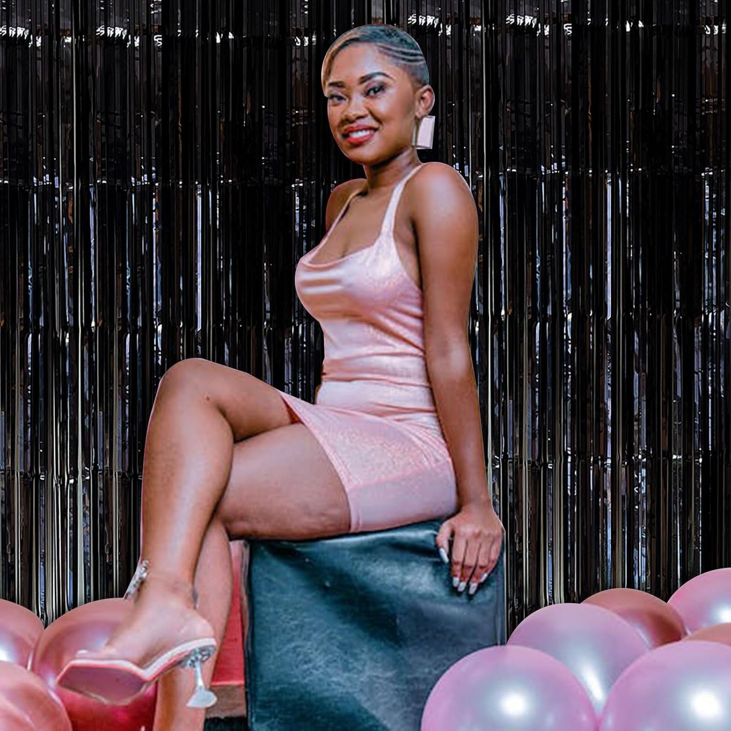 Black Party Streamers Foil Fringe Backdrop Curtains Tinsel Streamers Birthday Party Decorations Fringe Backdrop for Birthday Party Graduation Bridal Shower