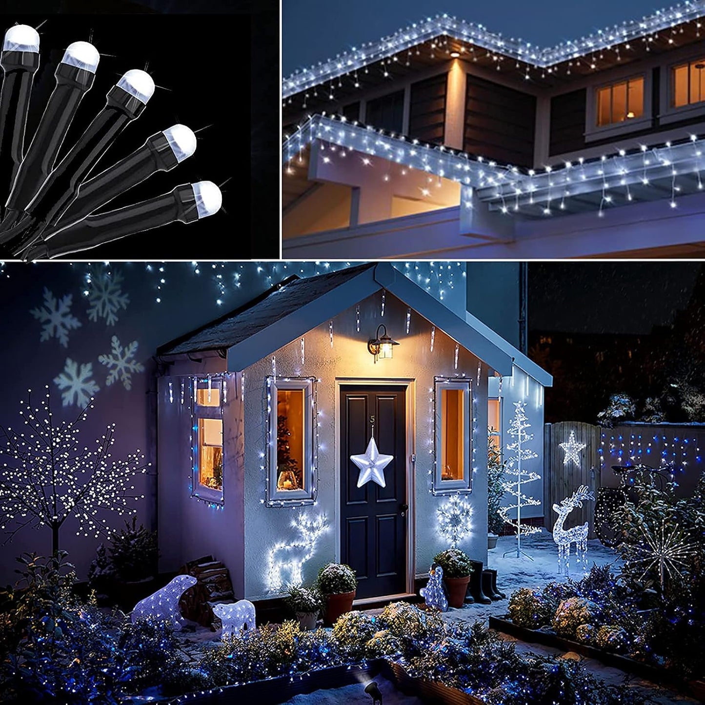 Toodour Solar Christmas Lights, 121ft 350 LED 8 Modes Outdoor Christmas String Lights, Waterproof Solar String Light for Xmas Tree, Fence, Holiday, Party, Balcony, Outdoo Xmas Decorations - White