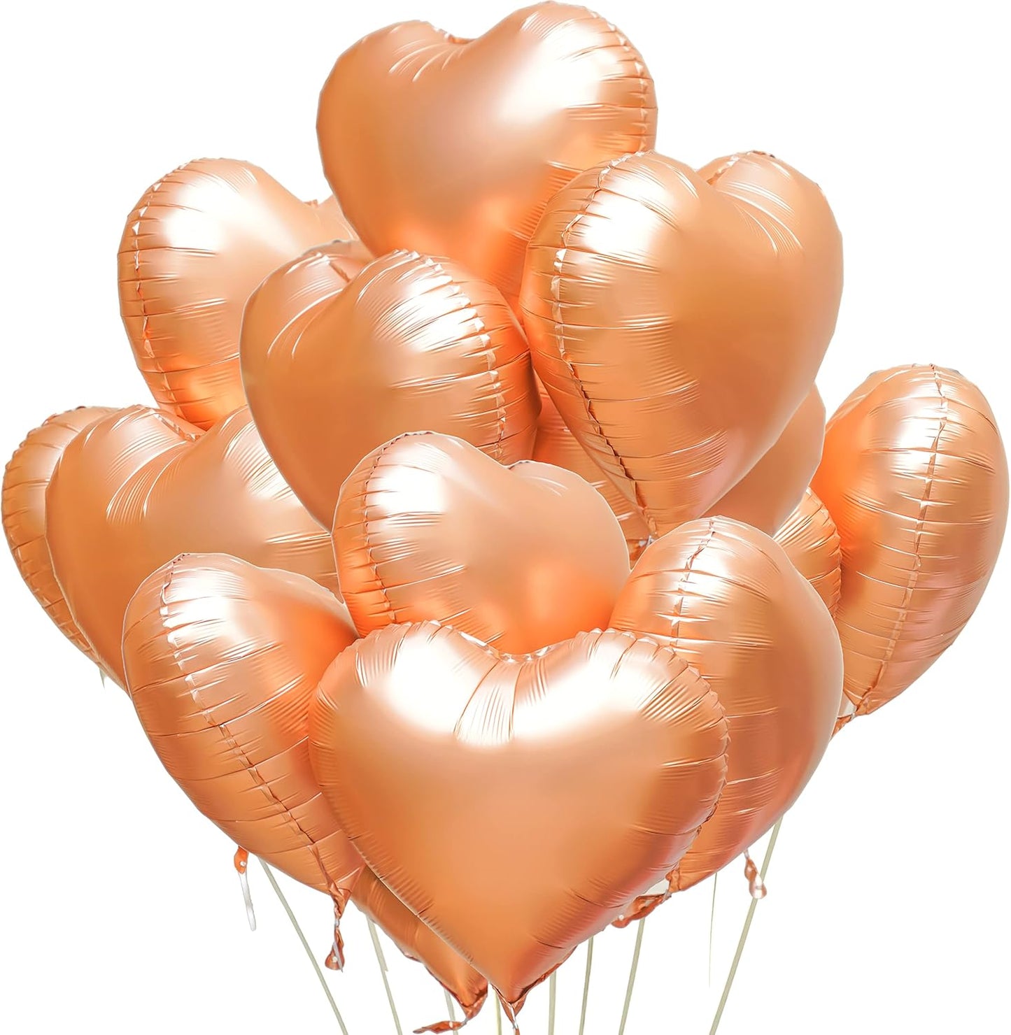 Jonhamwelbor 20Pcs 18 inch Metallic Rose Gold Foil Mylar Heart Shape Balloons Decorations Valentines Birthday Wedding Baby Shower Party (Metallic Rose Gold)