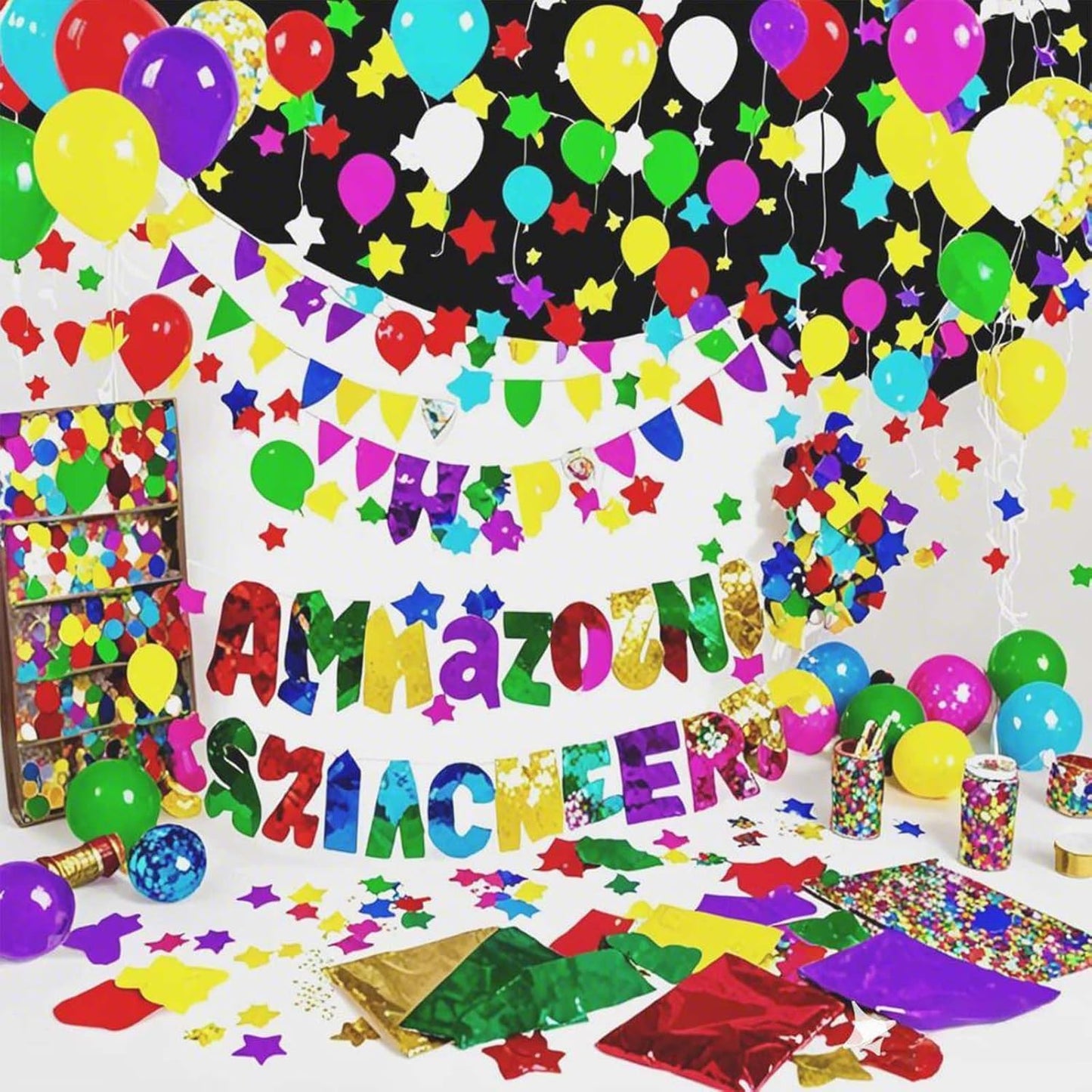 100g (3.53OZ) Rainbow Foil Confetti - Assorted Round, Heart & Star Shaped Table Confetti for Festive Celebrations