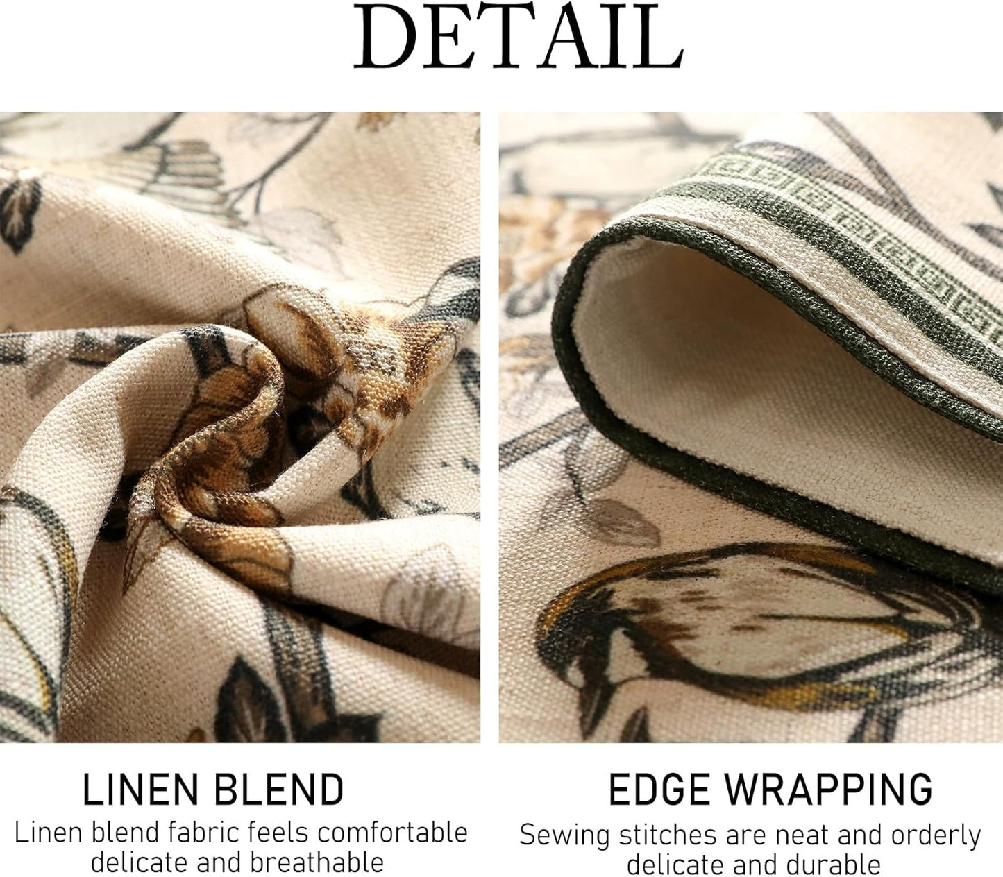 ISAENNE Designer Vintage Beige Linen Table Runner 87 Inches Long,Elegant Floral and Bird Pattern Decor Table Runners for Dining Tables,Thanksgiving,Christmas,Banquet,Party,12"*87"-Murad A