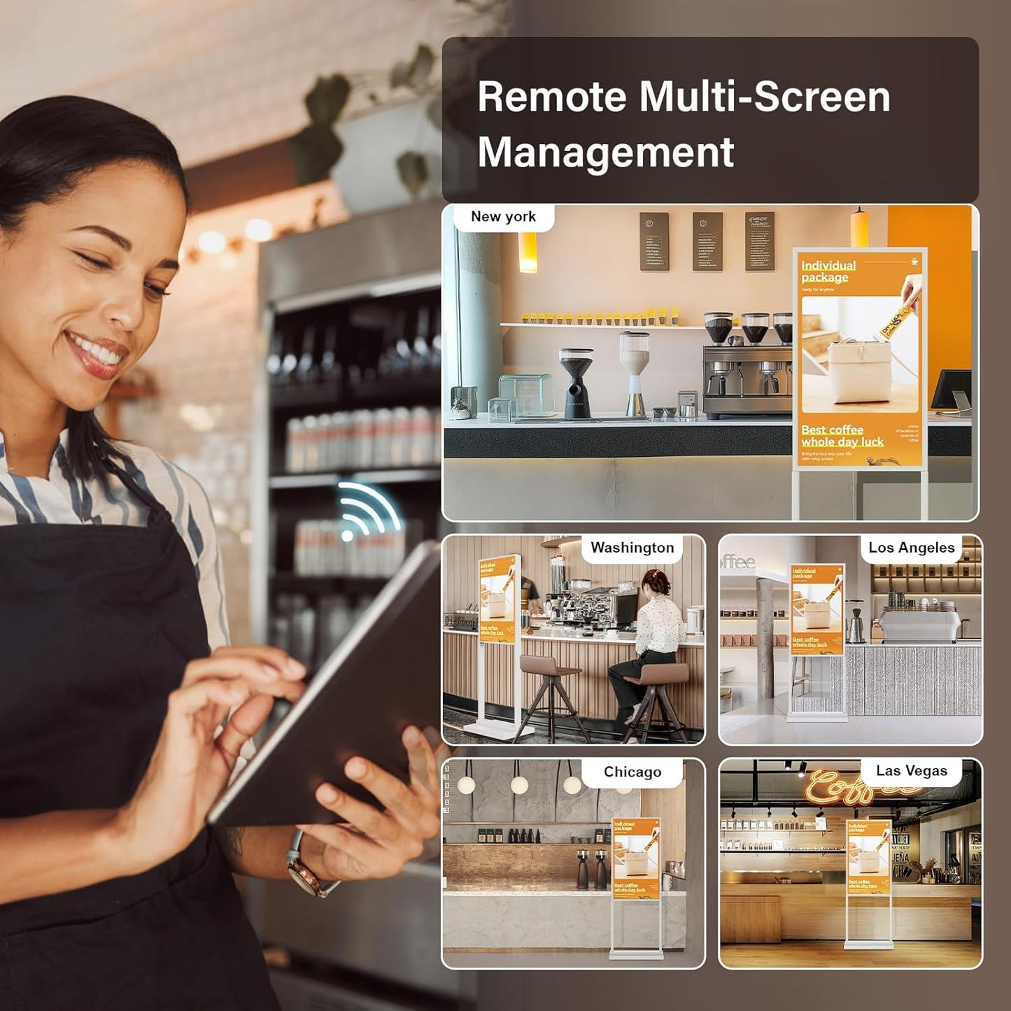 32 inch Digital Signage Kiosk LCD Advertising Display Menu Displays Indoor Floor Standing Vertical Poster White 2+32GB 2K 700nits Android OS with USB