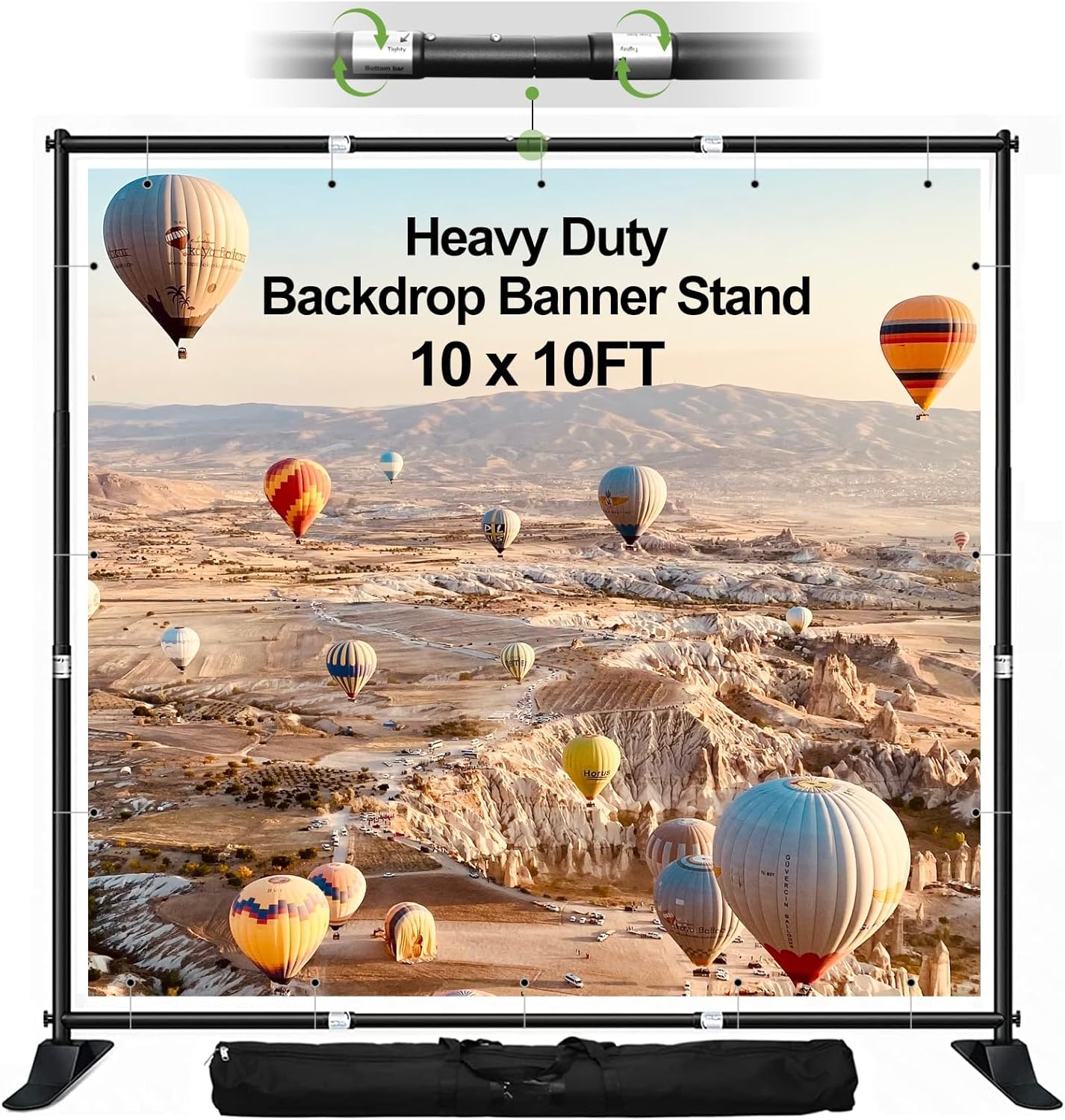 FUDESY 10x10 ft Backdrop Banner Stand, Heavy Duty Adjustable Background Kit With Carrying Bag, Step and Repeat Photography Frame for Trade Show Display Photo Booth Parties