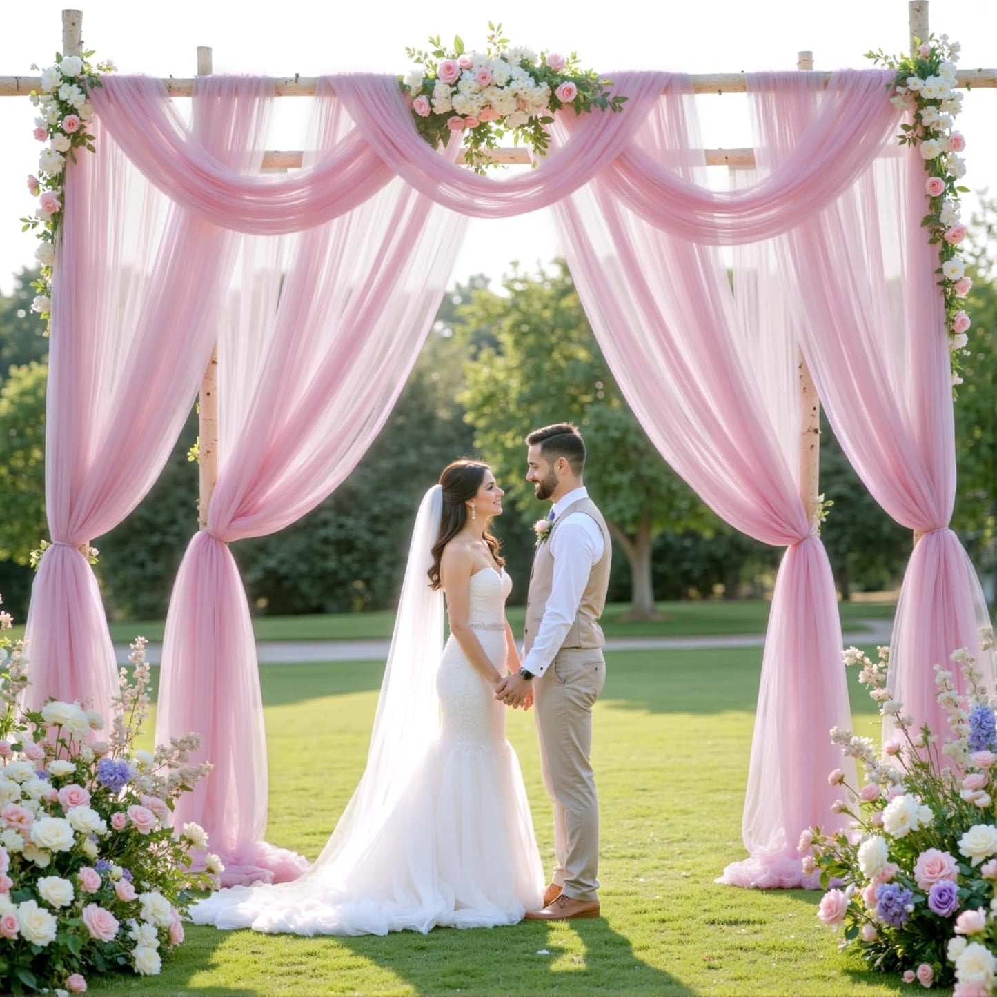 Wedding Arch Draping Fabric Backdrop 1 Panel 30" x 19Ft Dusty Rose Drapes Curtains for Wedding Reception Sheer Tulle Backdrop Curtain for Ceremony Birthday Party Baby Shower Arbor Ceiling Decorations
