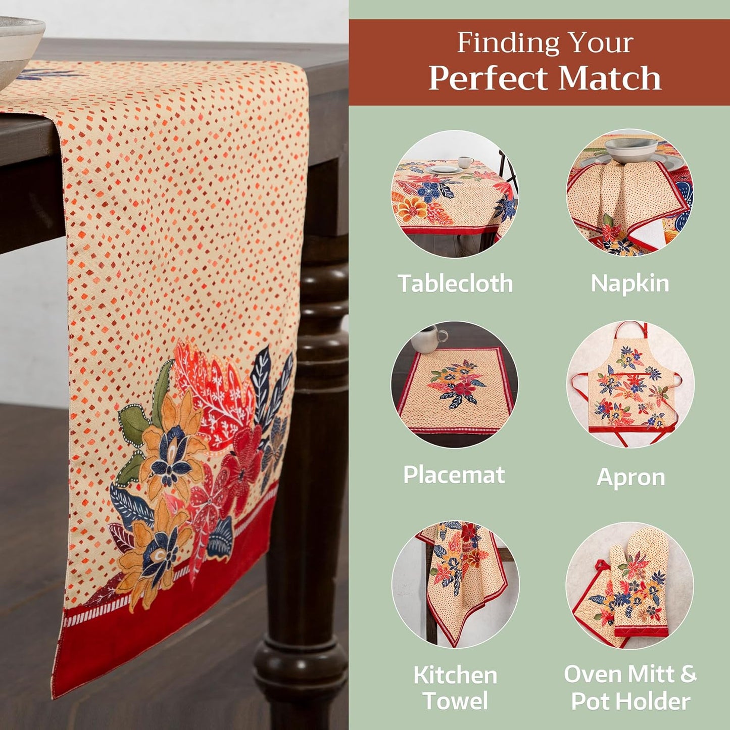 Maison d' Hermine Table Runner 100% Cotton Single Layer Table Runners 108 inches Long for Thanksgiving Christmas Decorations Home Kitchen Dining Party Wedding (Kalahari, 14.5" x 108")