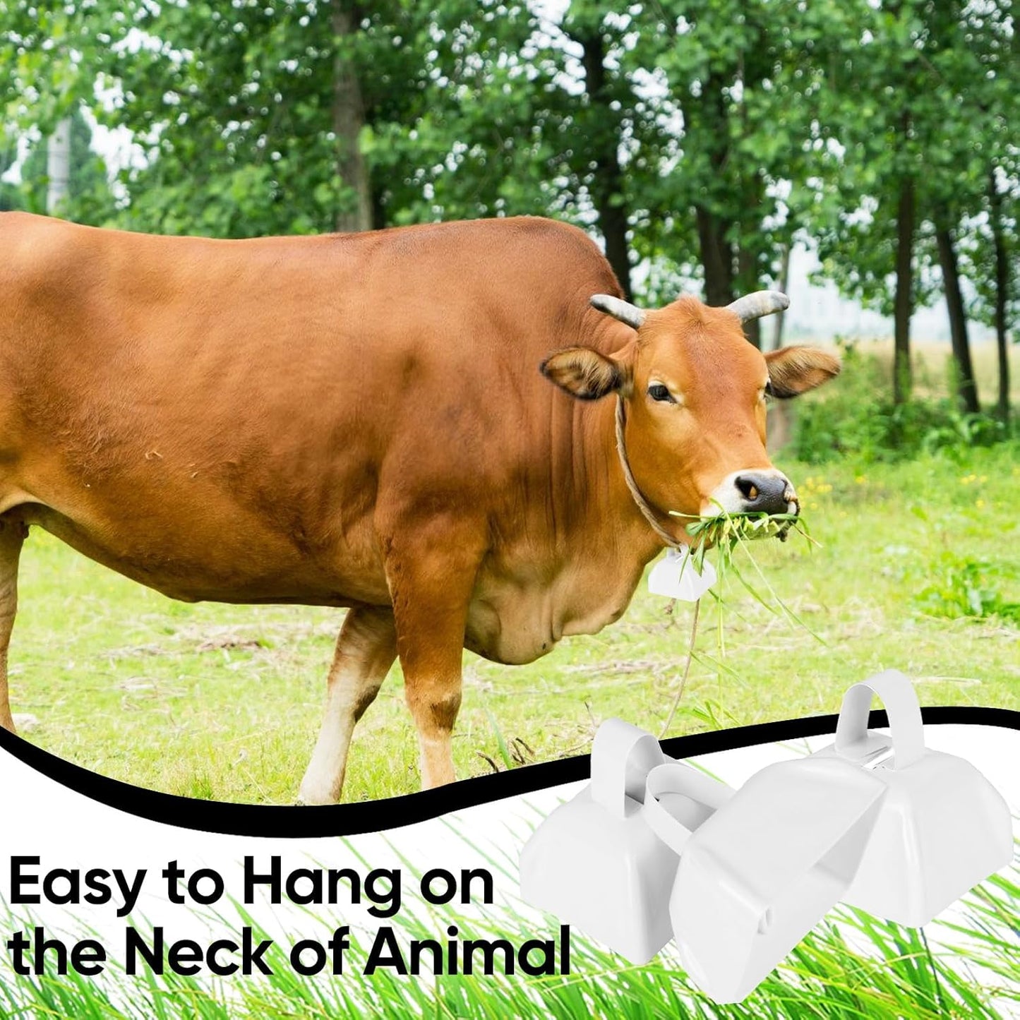 Cow Bells Noise Makers for Sporting Events: 12 Pcs Small White Cowbells with Handle Loud Bells Bulk - Metal Cheering Bell Hand Percussion for Football Games Graduation Weddings - White