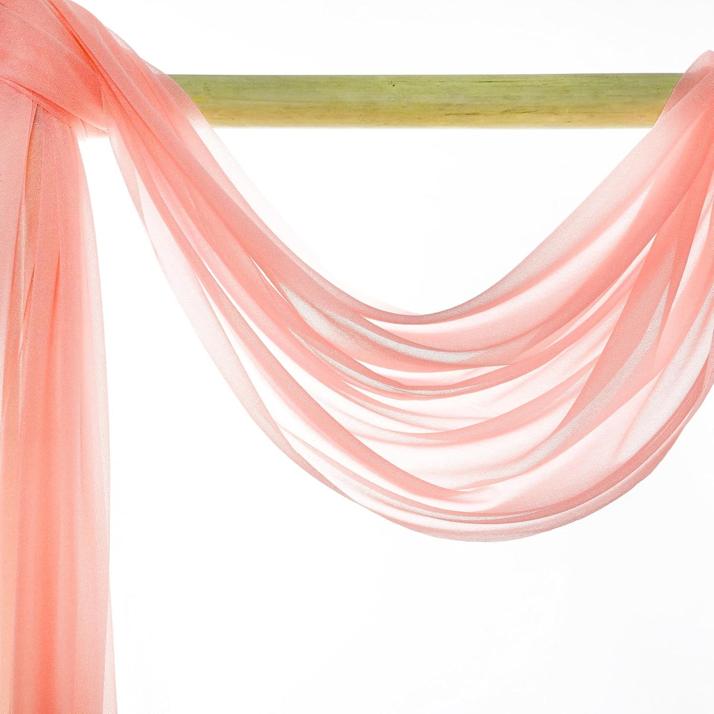 VDS Pack of 1 Panel (30 Inch X 40 Feet) Wedding Arch Draping Fabric Sheer Chiffon Fabric Drapery for Wedding Ceremony Reception Swag Backdrop Canopy Chuppah ARBO Altars Decoration (Peach)