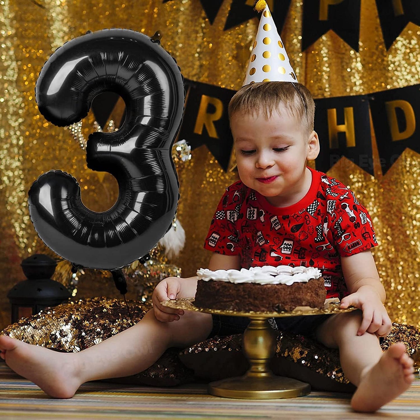 40 Inch Black Number Balloon 0-9(Zero-Nine), Big Size Happy Birthday Balloon, Foil Helium Big Number Balloon for Birthday Celebration Decorations Graduations Anniversary Photo Shoot