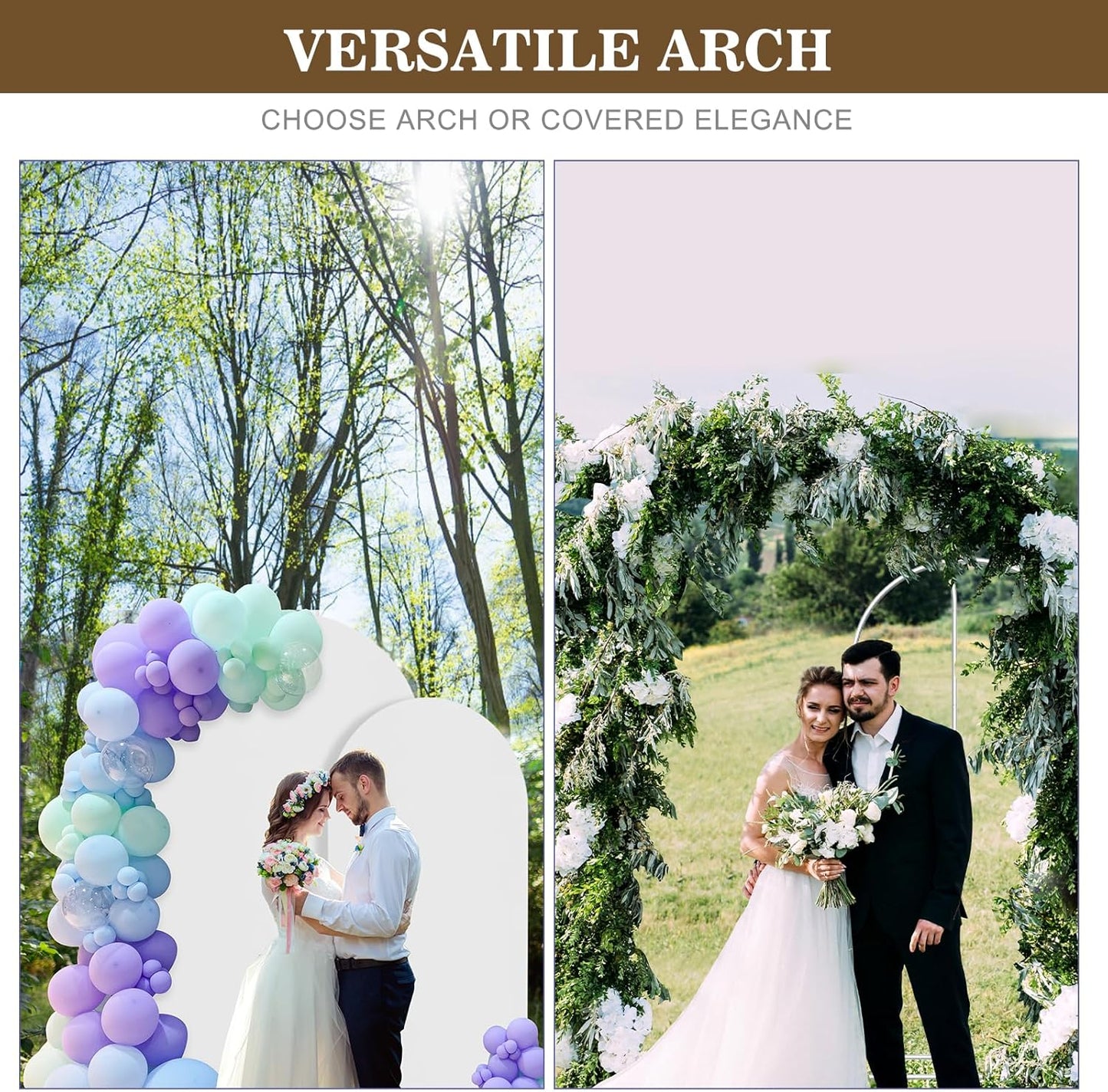 Wedding Arch Backdrop Stand and Cover Set(7.3FT,6FT) Set of 2,Metal Balloon Arch Stand Frame for Wedding Birthday, Party, Baby Shower, Graduation Ceremony,White
