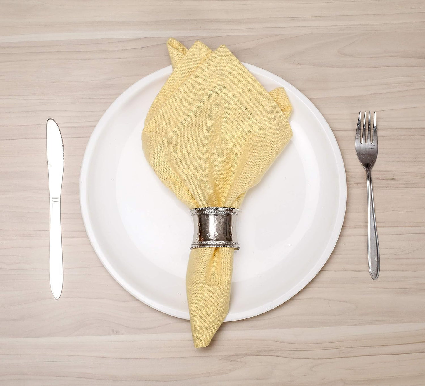 Silver Napkin Rings Set of 12, Heavy Duty Metal Napkin Holder Buckles, Fall Thanksgiving Christmas Napkin Rings, Napkins Rings for Dinner Table Decor, Wedding, Banquet, Party, Easter - CLEENTABLE