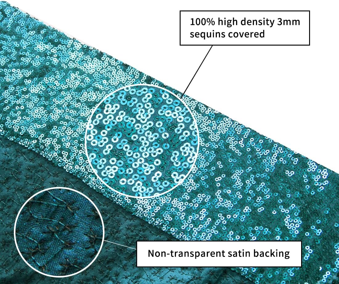 10Ft x 10Ft Teal Sequin Backdrop Curtain, Glitter Thick Not See Through Satin Sequin Background Drapes, Opaque Sparkly Backdrop Curtain, Sequin Backdrop for Xmas Thanksgiving Wedding Party Decor