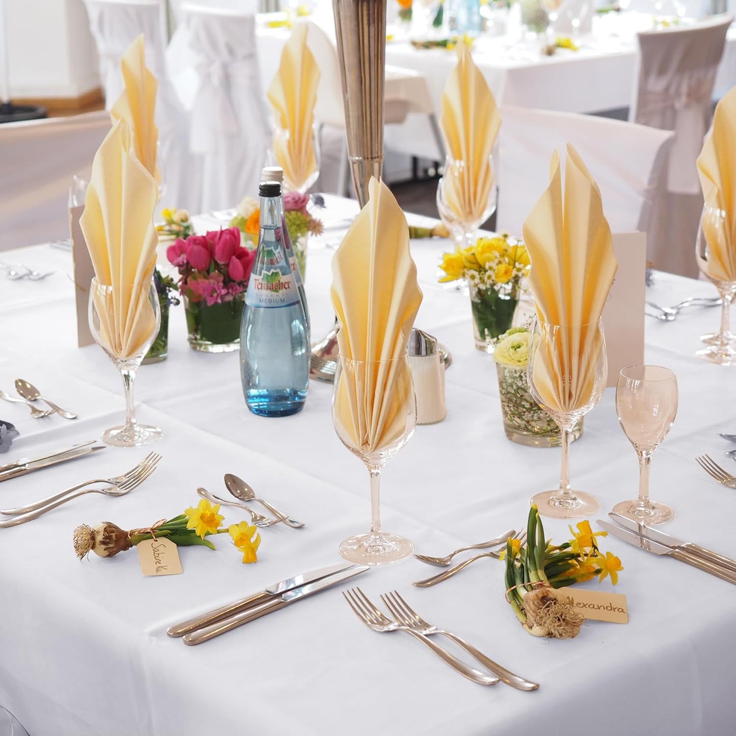 Fitable 6 Pack White Square Tablecloths - 70 x 70 Inches - Stain Resistant and Reusable Table Clothes, Polyester Fabric Table Covers for Dining, Card Tables, Coffee Tables