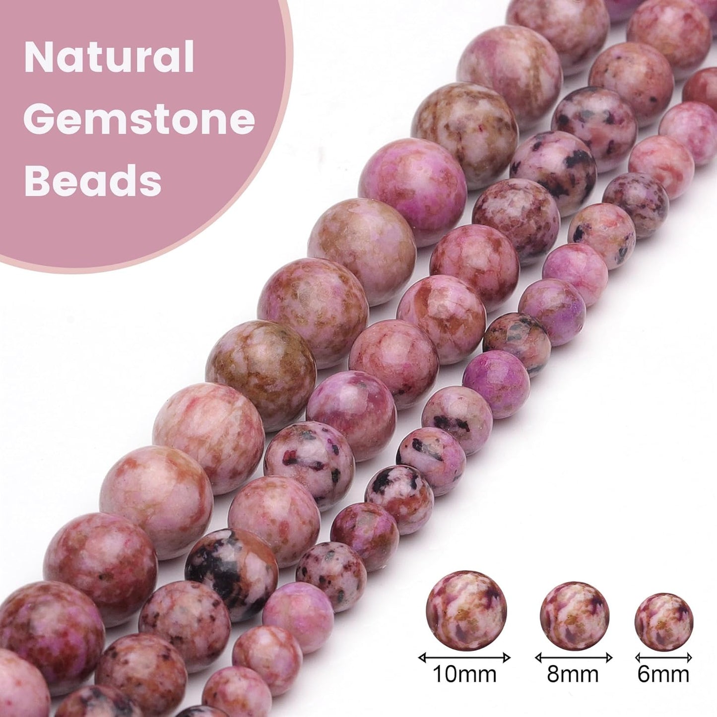 8mm Natural Stone Beads for Jewelry Making,Pink Imperial Turquoise Polished Smooth Round Gemstone Beads for Bracelet Necklace 15 Inch