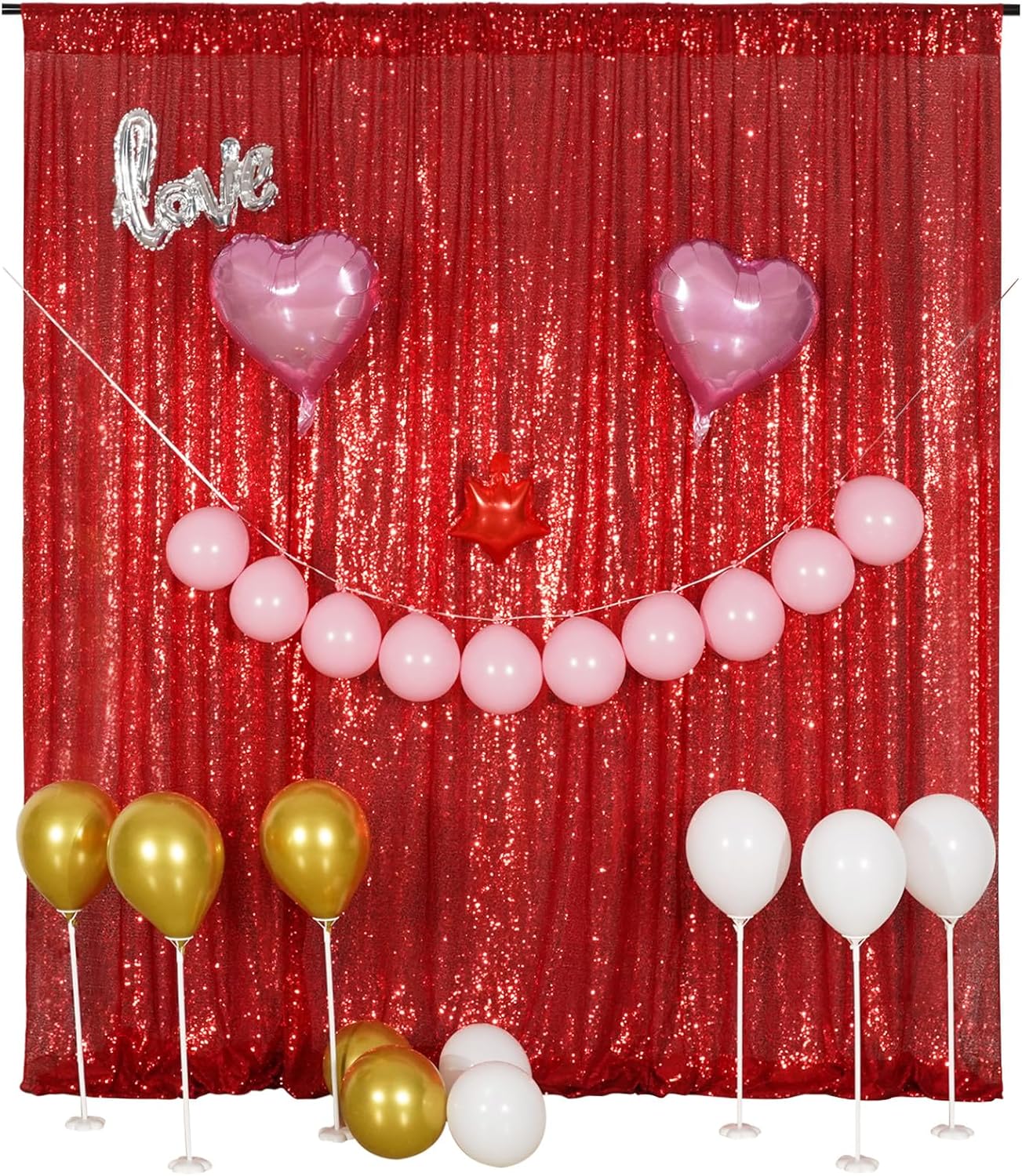 Poise3EHome 20FT x 10FT Sequin Photography Backdrop Curtain for Party Decoration, Red